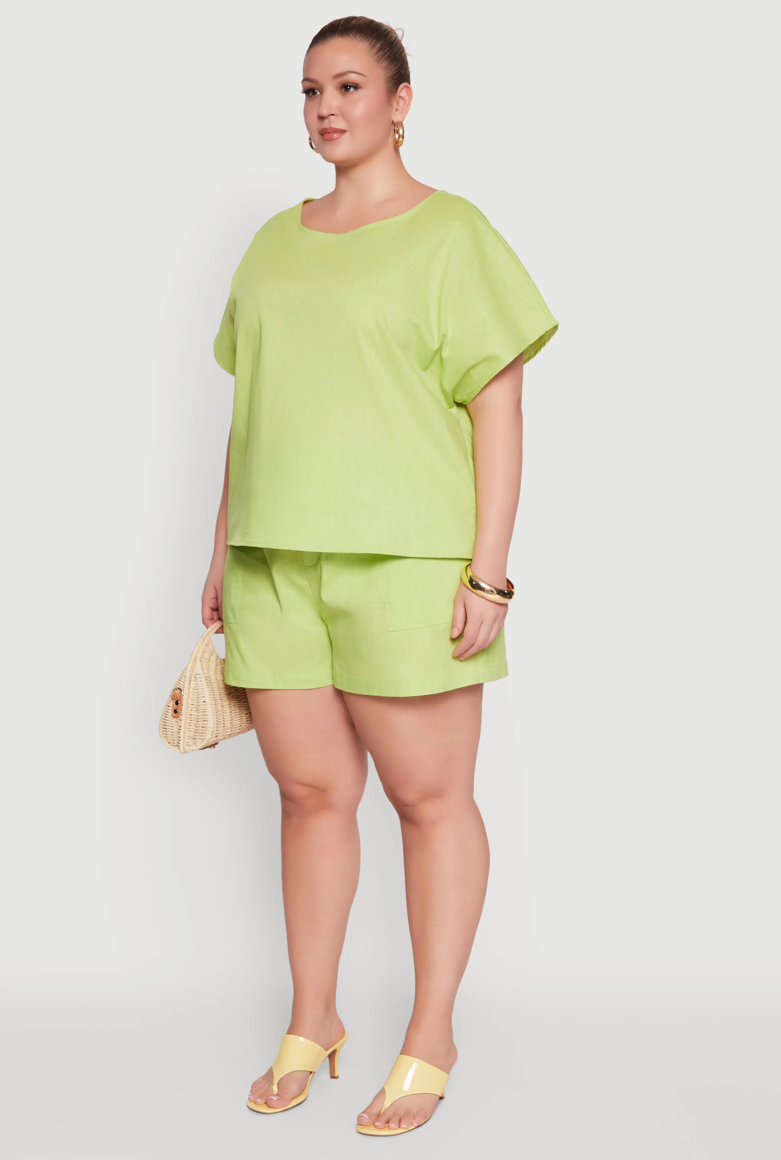 Plus Size Button Back Keyhole Short Sleeve Top sold by Rainbow product image thumbnail 5