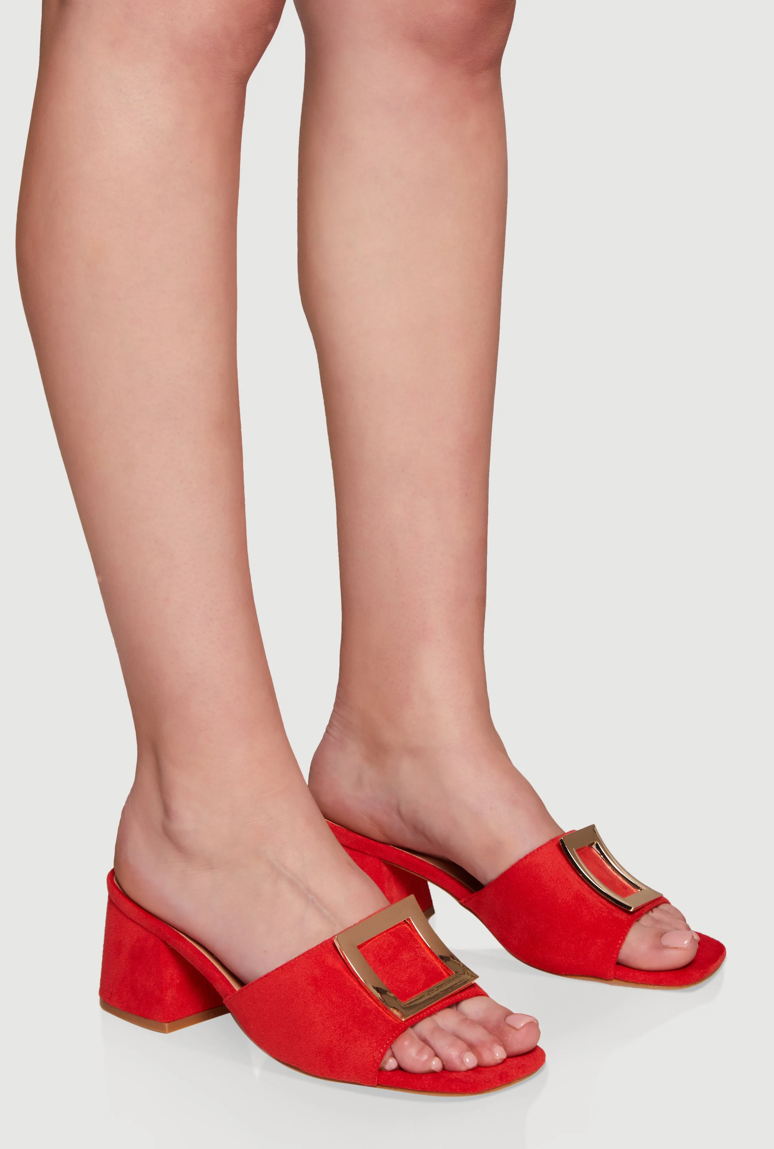 Stylish Metallic Open Toe Mules with Block Heel sold by Rainbow product image thumbnail 2