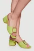 Stylish Metallic Open Toe Mules with Block Heel sold by Rainbow