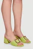Stylish Metallic Open Toe Mules with Block Heel sold by Rainbow