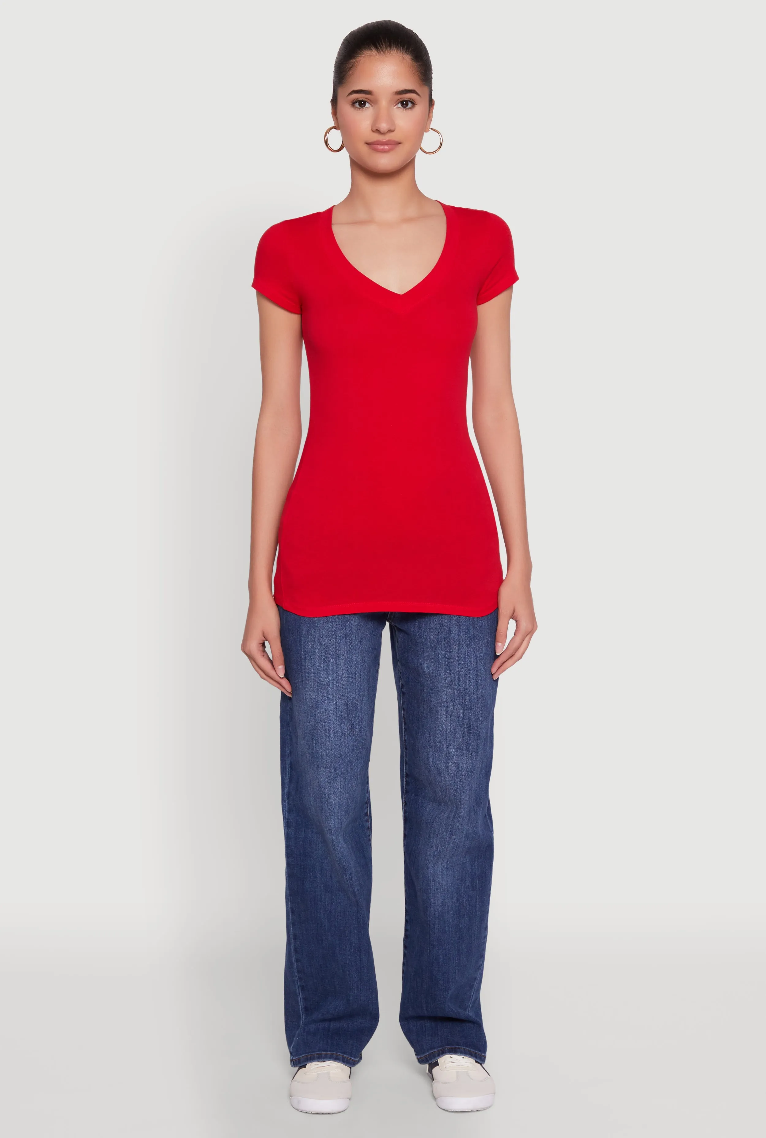 V Neck Basic Short Sleeve Tee sold by Rainbow product image thumbnail 3