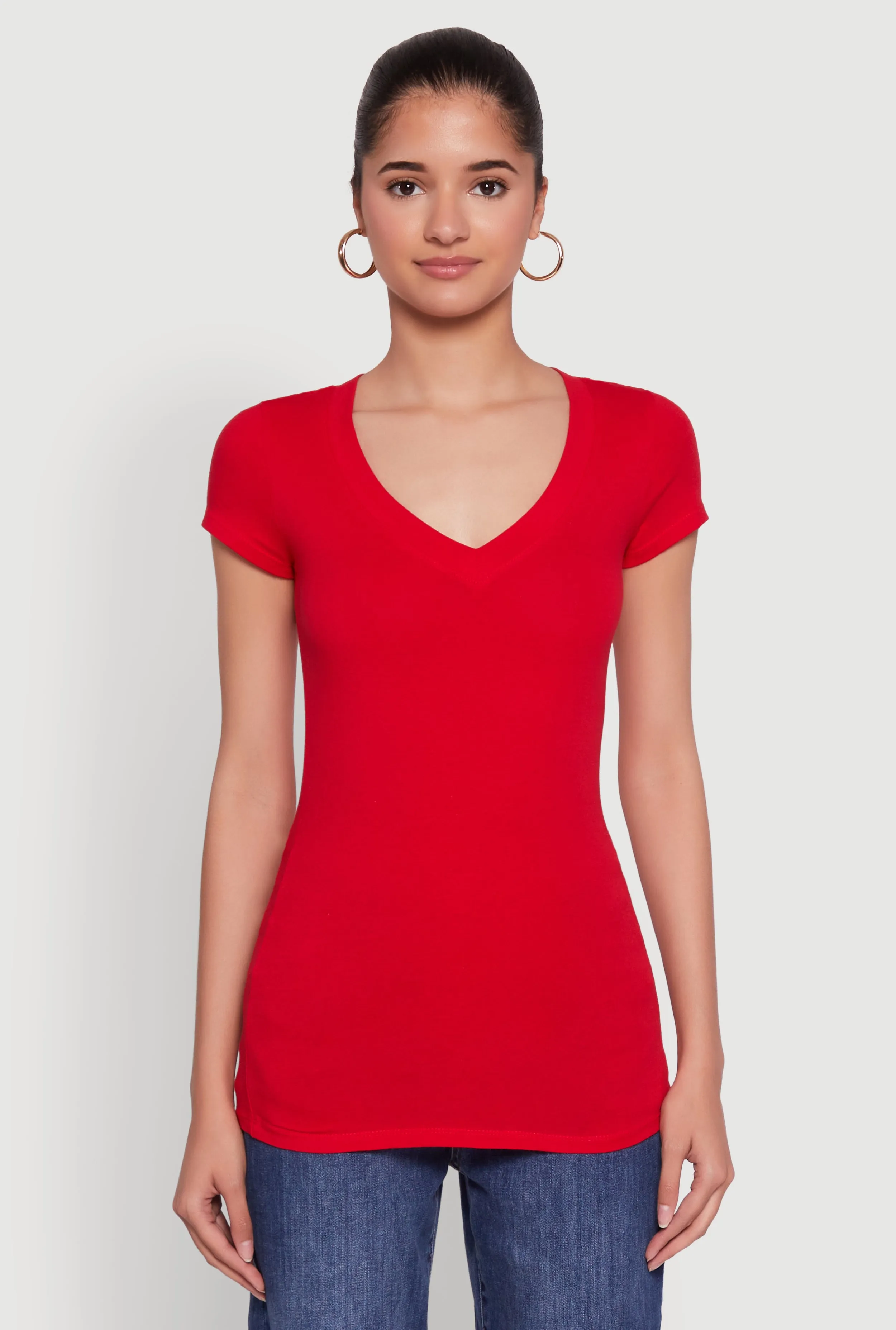 V Neck Basic Short Sleeve Tee sold by Rainbow product image thumbnail 2