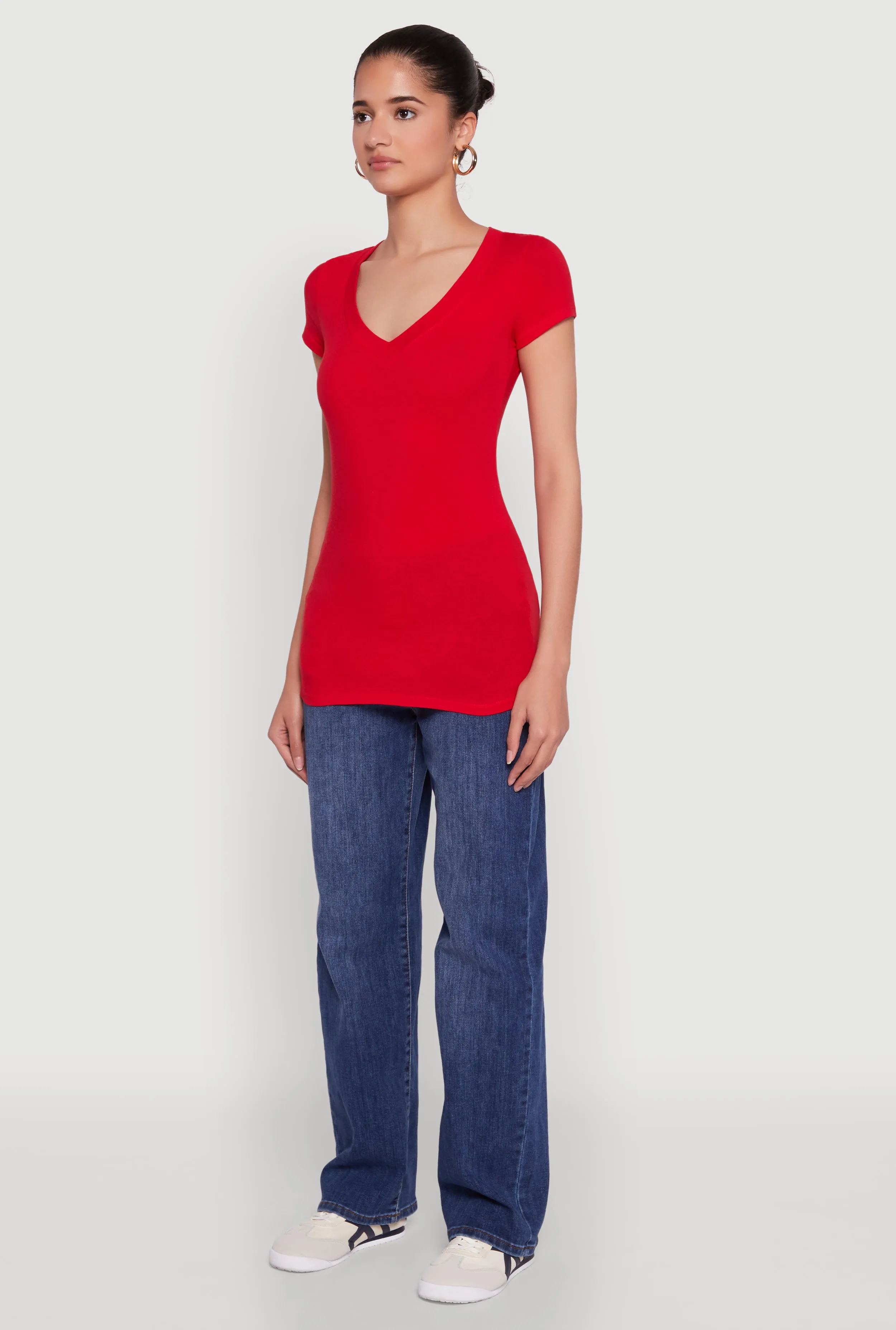 V Neck Basic Short Sleeve Tee sold by Rainbow product image thumbnail 5