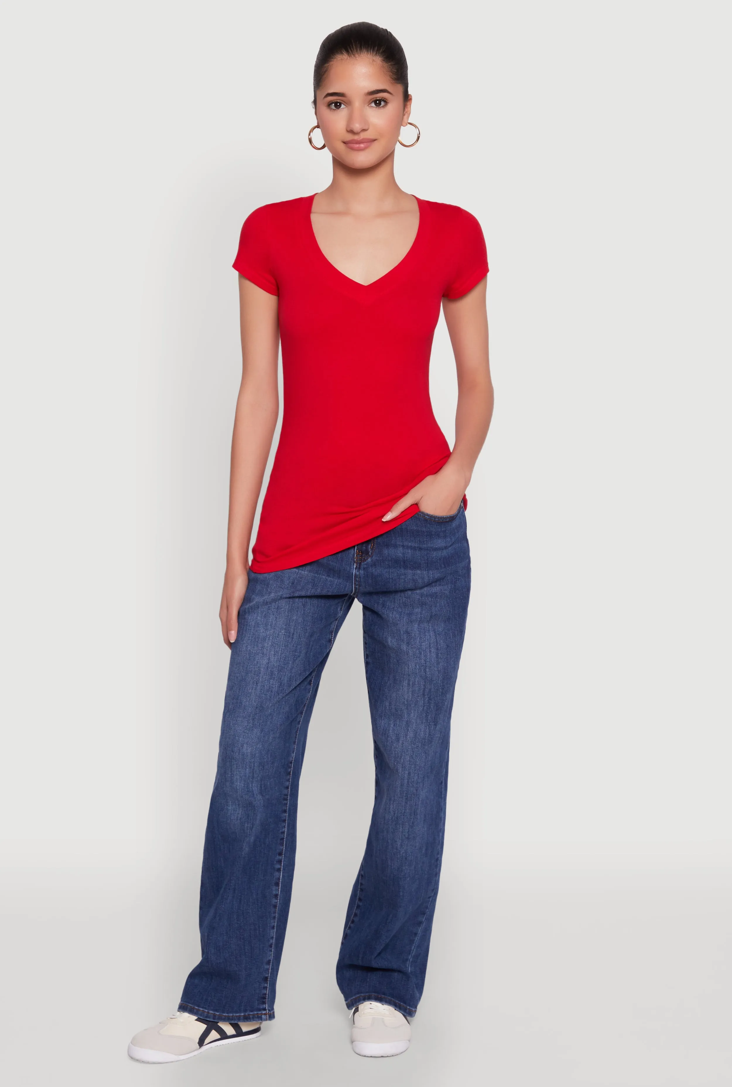 V Neck Basic Short Sleeve Tee sold by Rainbow