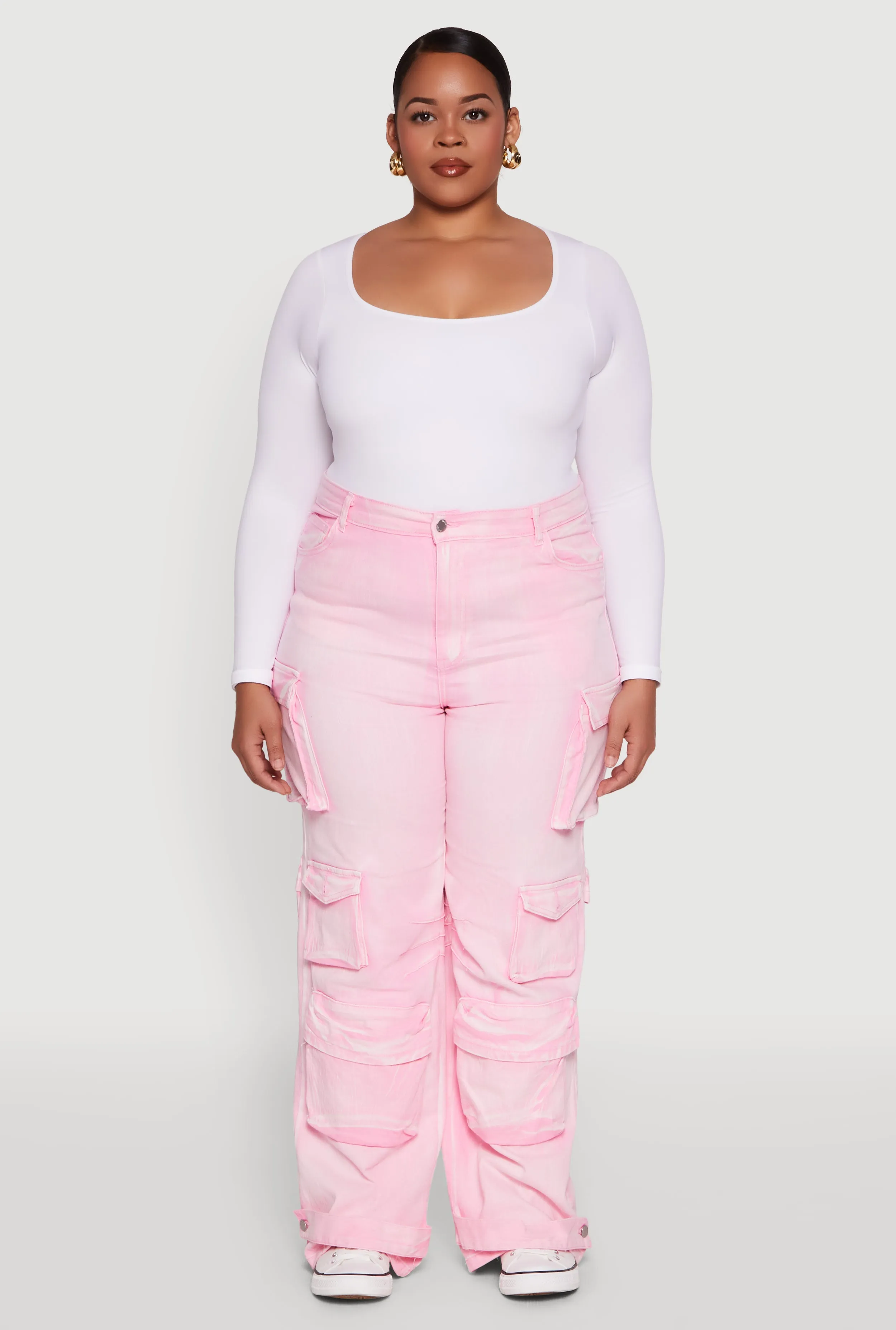 Plus Size Daisy High Waisted Straight Leg Denim Jeans with Cargo Pockets sold by Rainbow product image thumbnail 2