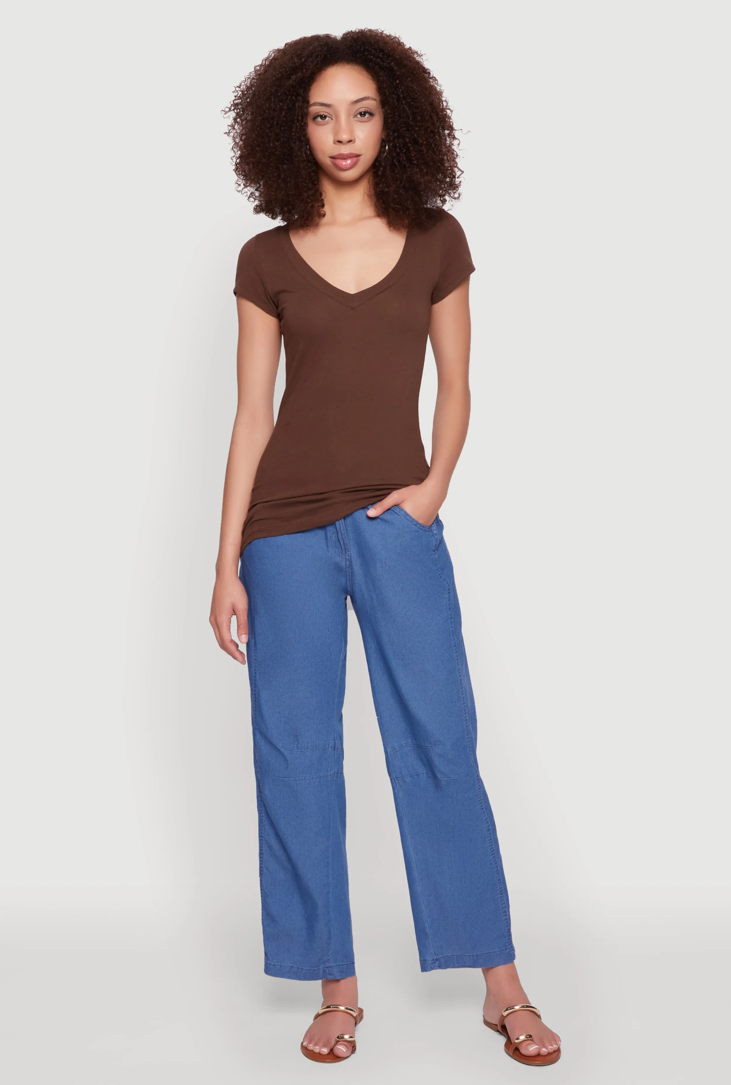 V Neck Basic Short Sleeve Tee sold by Rainbow product image thumbnail 3