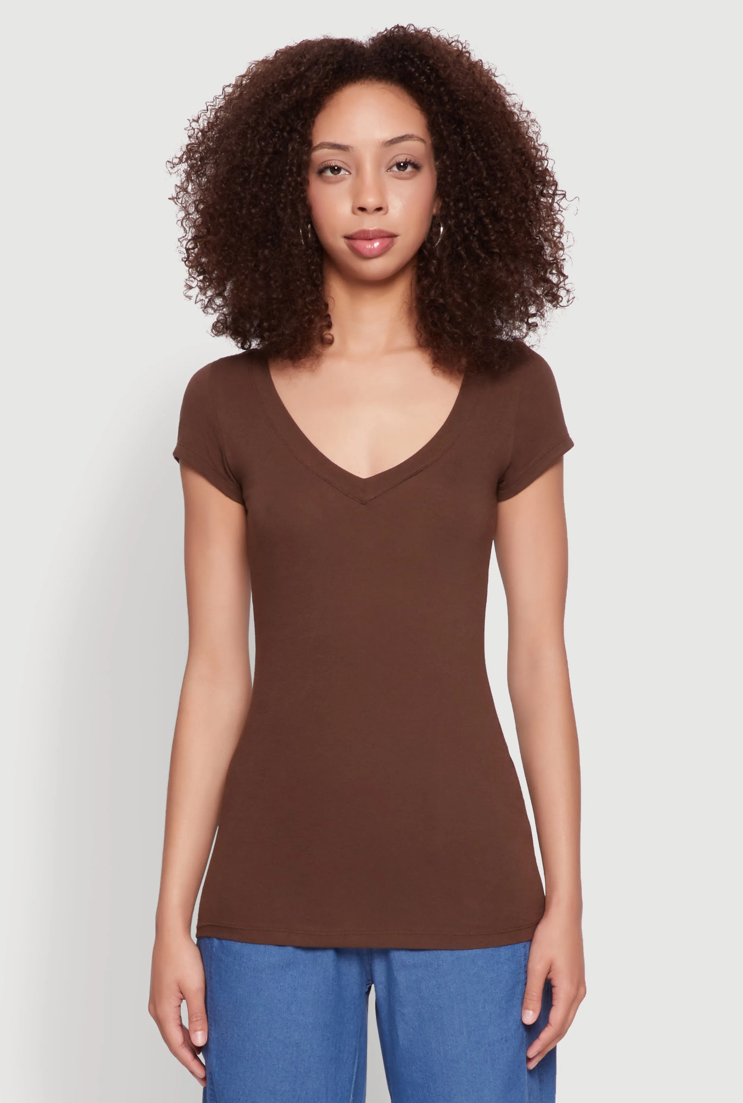 V Neck Basic Short Sleeve Tee sold by Rainbow product image thumbnail 2