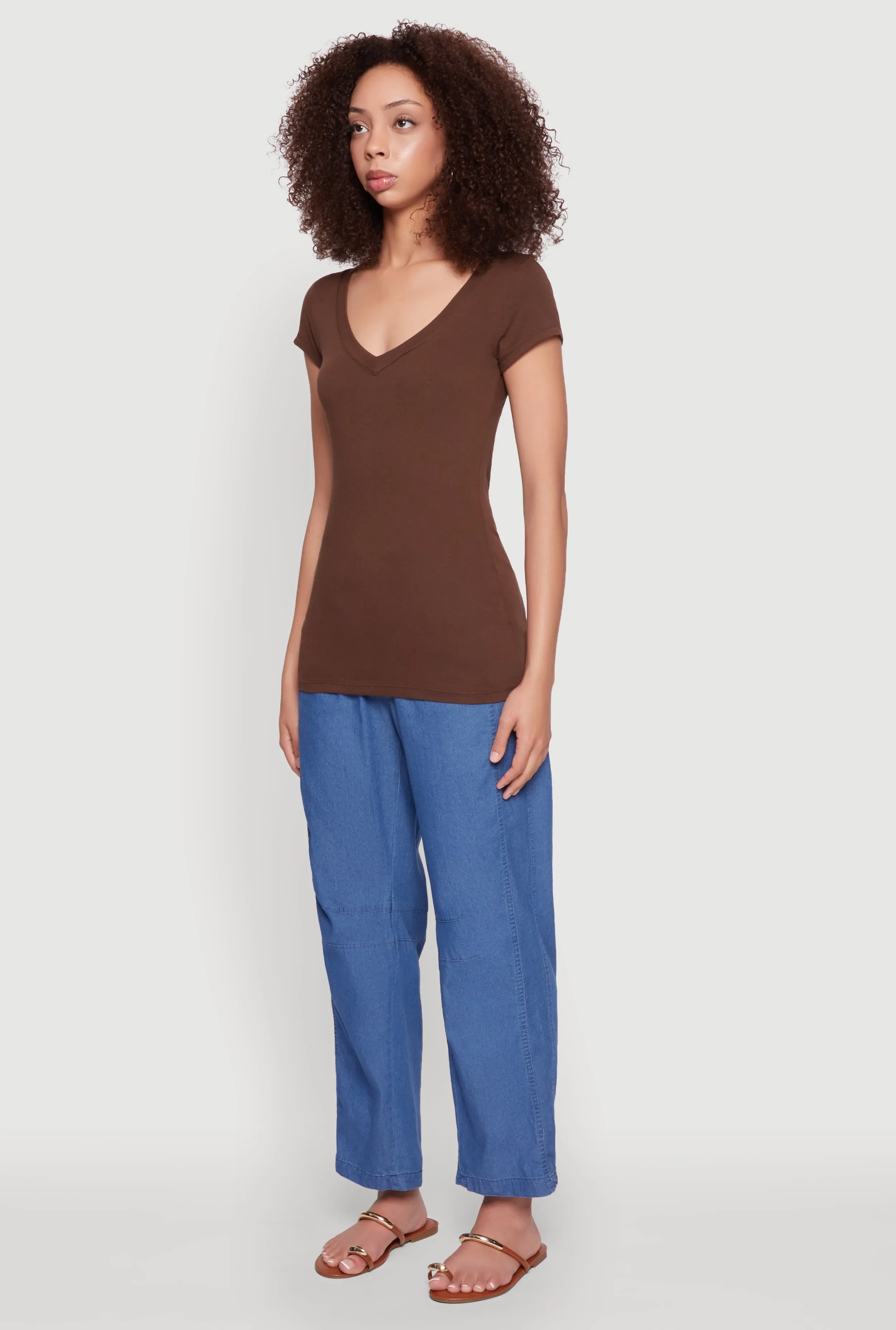 V Neck Basic Short Sleeve Tee sold by Rainbow product image thumbnail 5