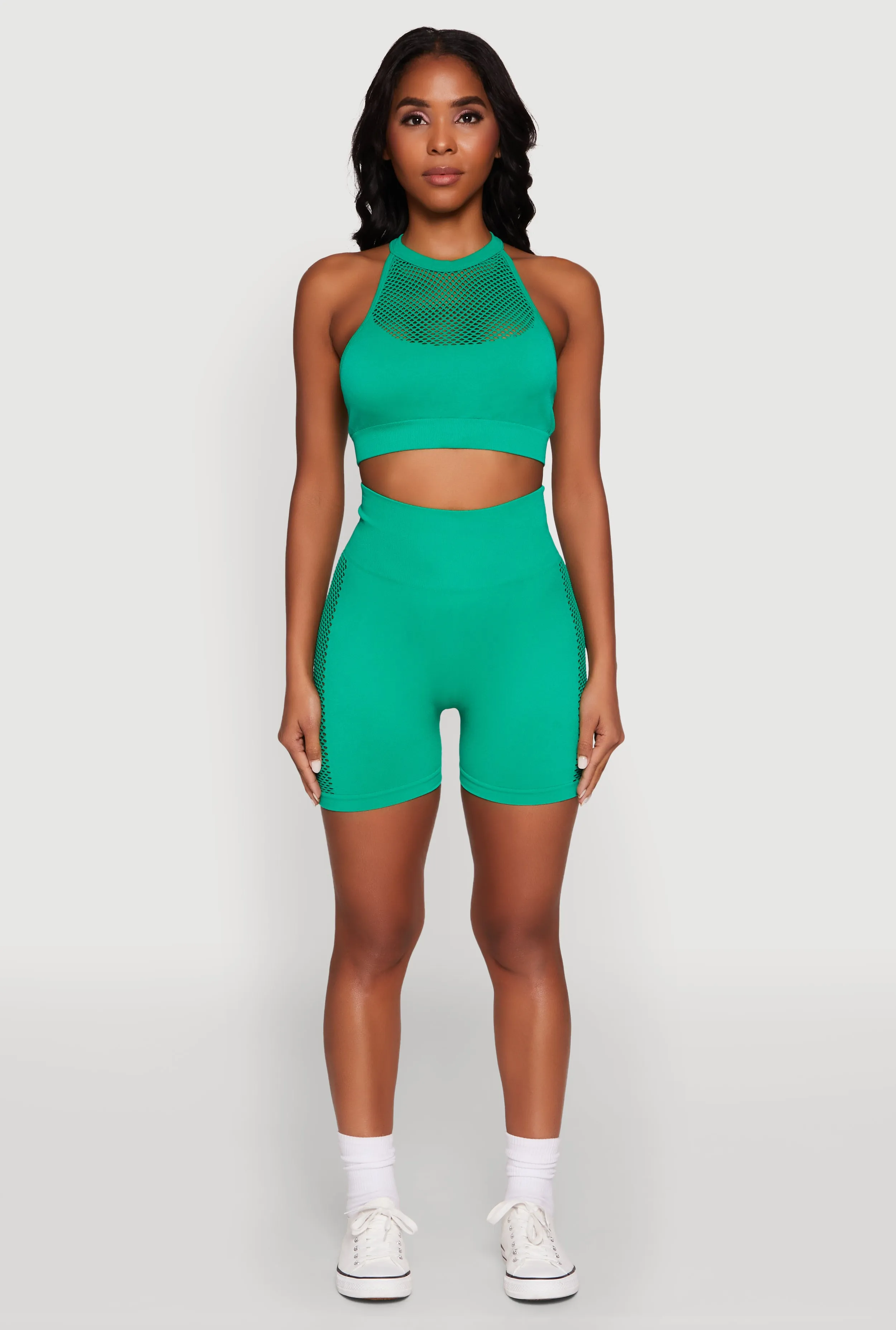 Seamless High Waisted Bike Shorts with Laser Cut sold by Rainbow product image thumbnail 2