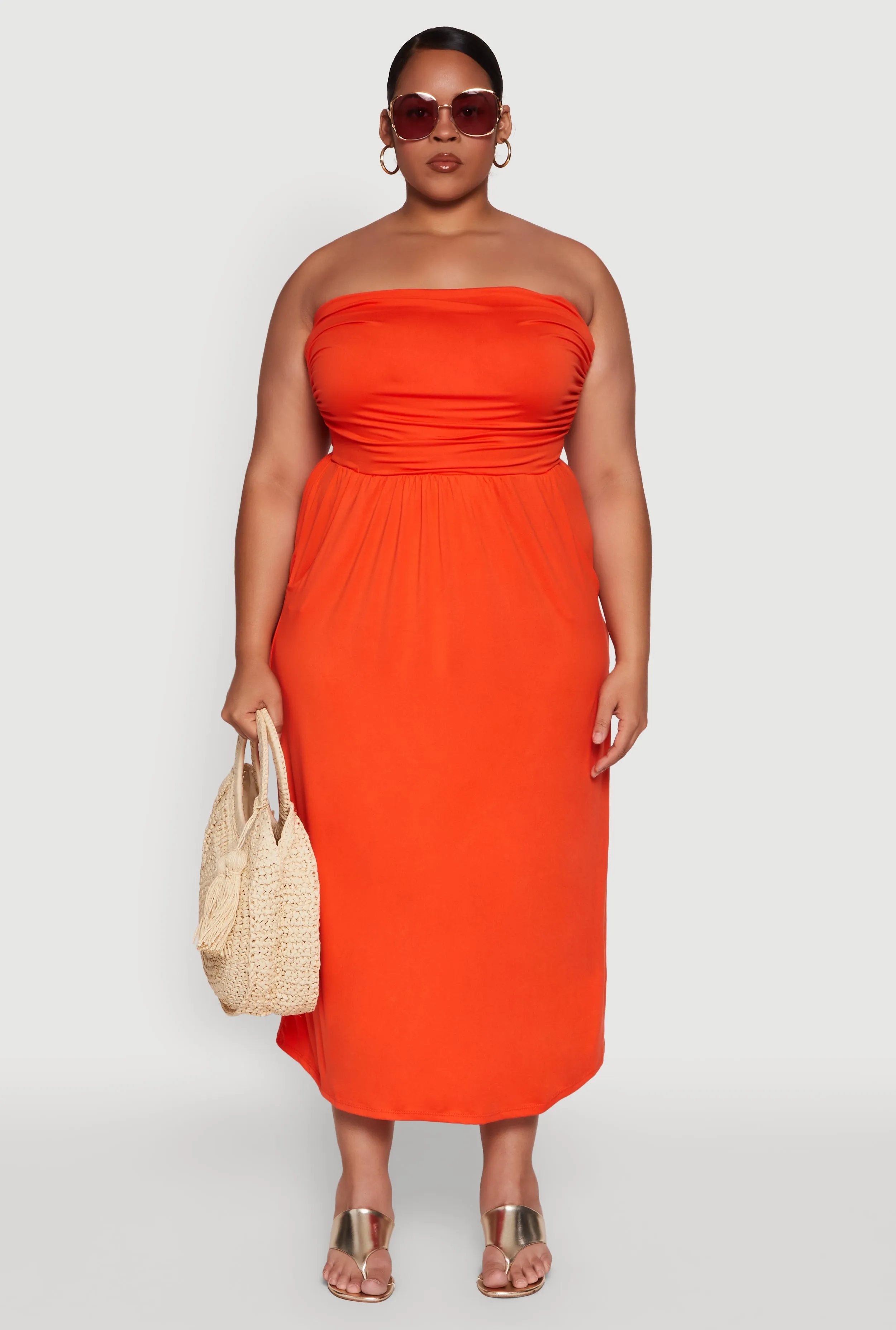 Plus Size Soft Knit Empire Waist Maxi Tube Dress sold by Rainbow product image thumbnail 2