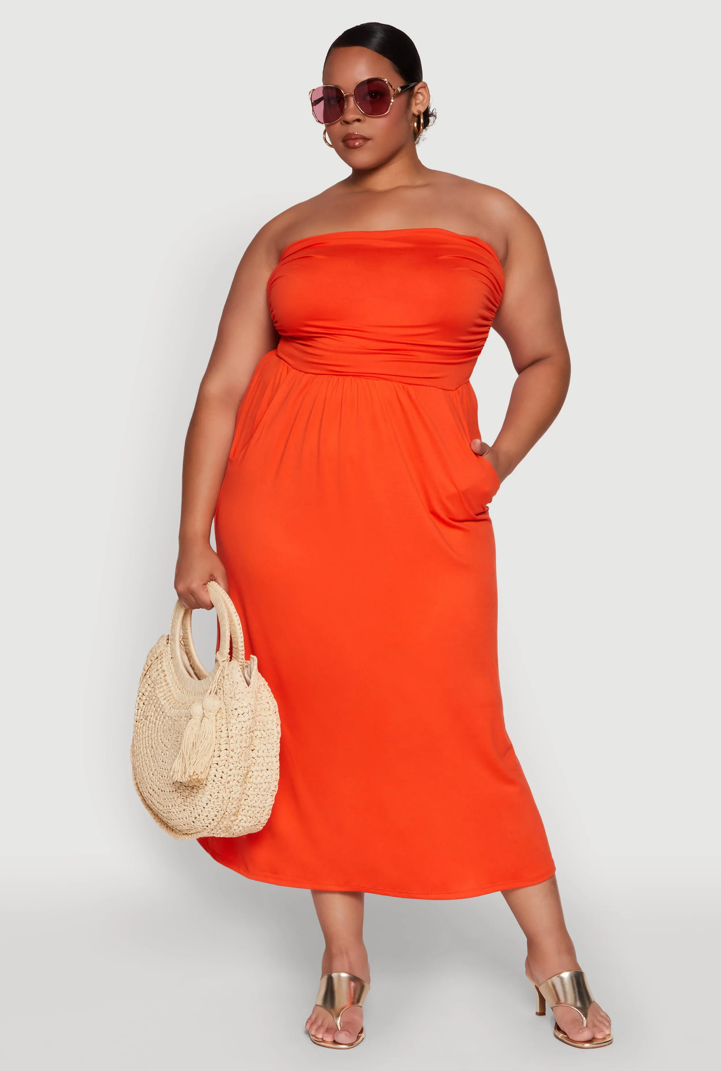Plus Size Soft Knit Empire Waist Maxi Tube Dress sold by Rainbow