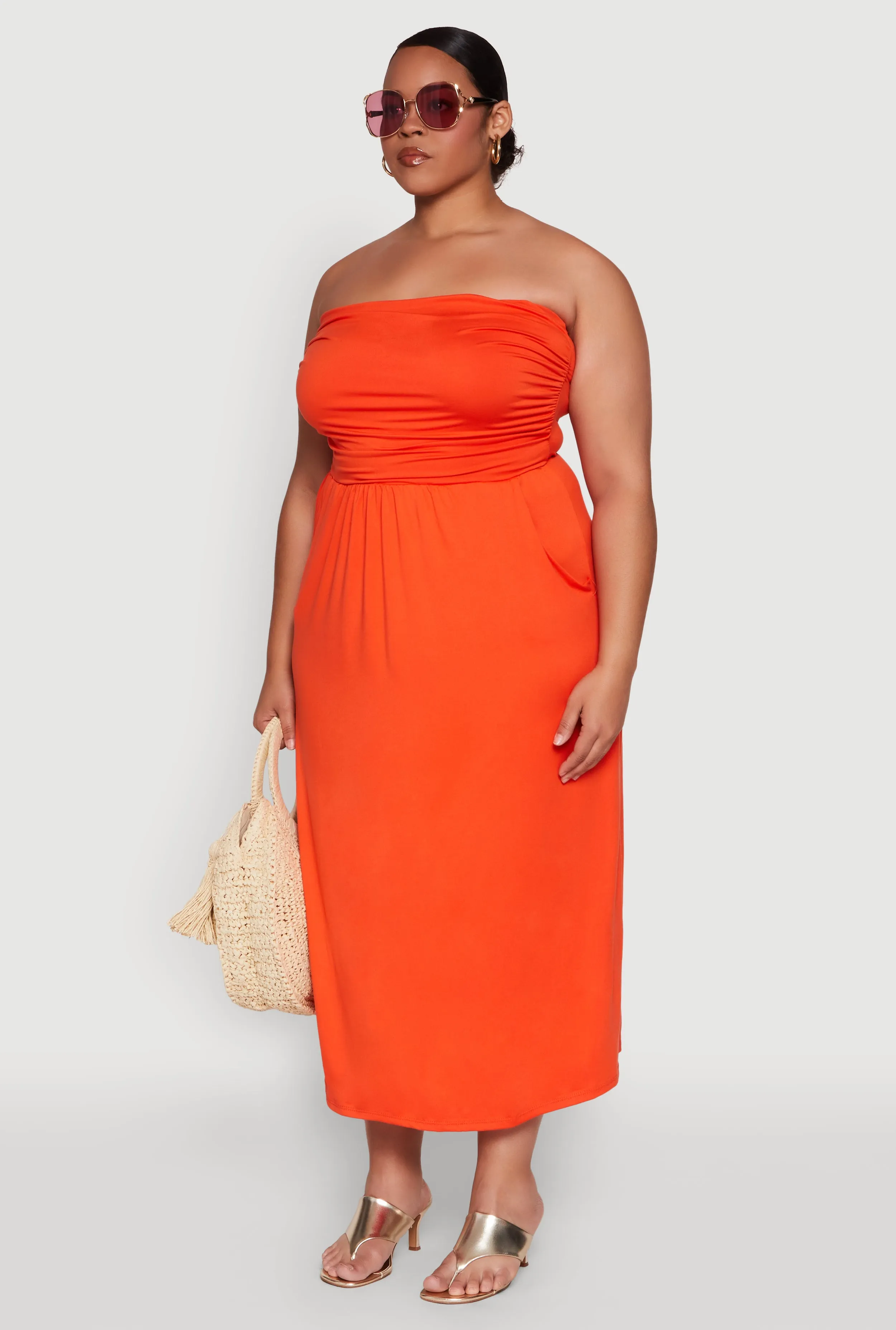 Plus Size Soft Knit Empire Waist Maxi Tube Dress sold by Rainbow product image thumbnail 3