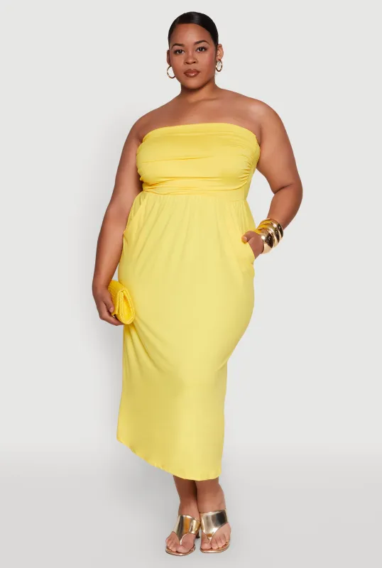 Plus Size Soft Knit Empire Waist Maxi Tube Dress sold by Rainbow