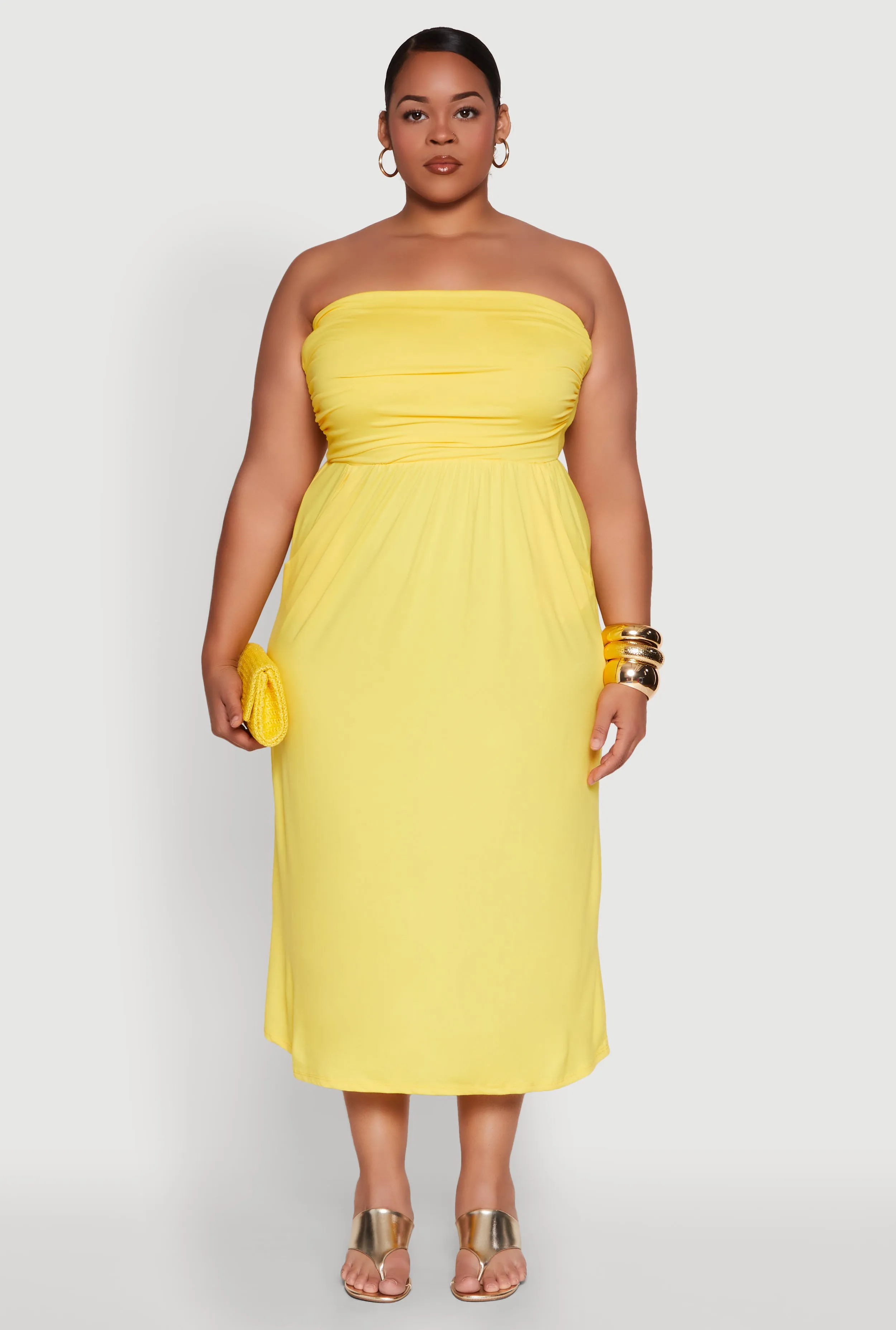 Plus Size Soft Knit Empire Waist Maxi Tube Dress sold by Rainbow product image thumbnail 2