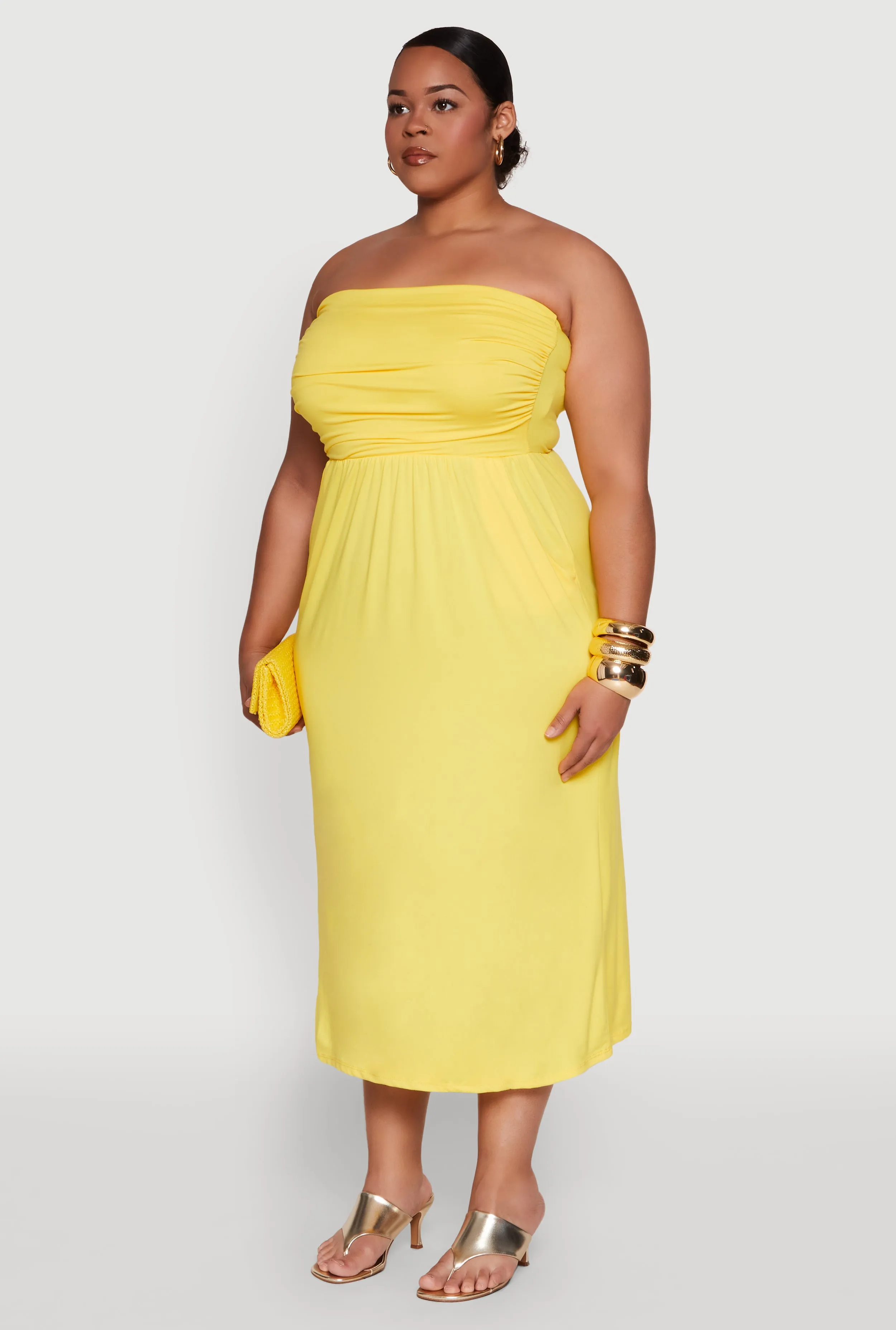 Plus Size Soft Knit Empire Waist Maxi Tube Dress sold by Rainbow product image thumbnail 3
