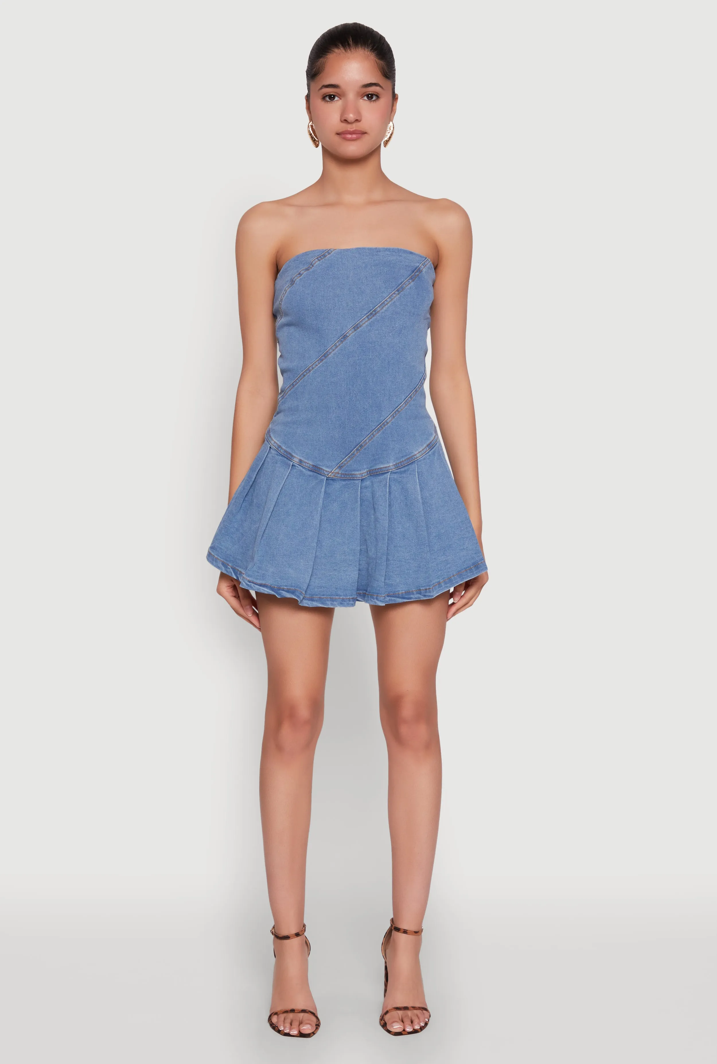 Daisy Denim Strapless Pleated Romper with Zip Back sold by Rainbow product image thumbnail 2