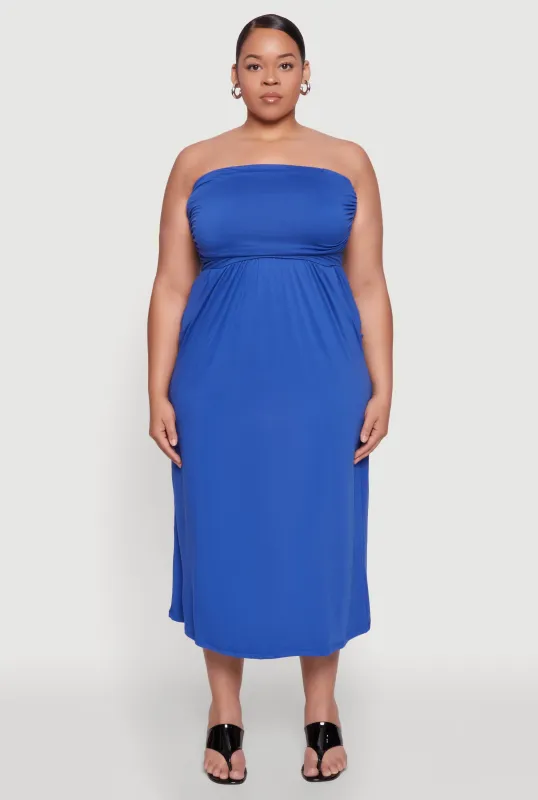 Plus Size Soft Knit Empire Waist Maxi Tube Dress sold by Rainbow