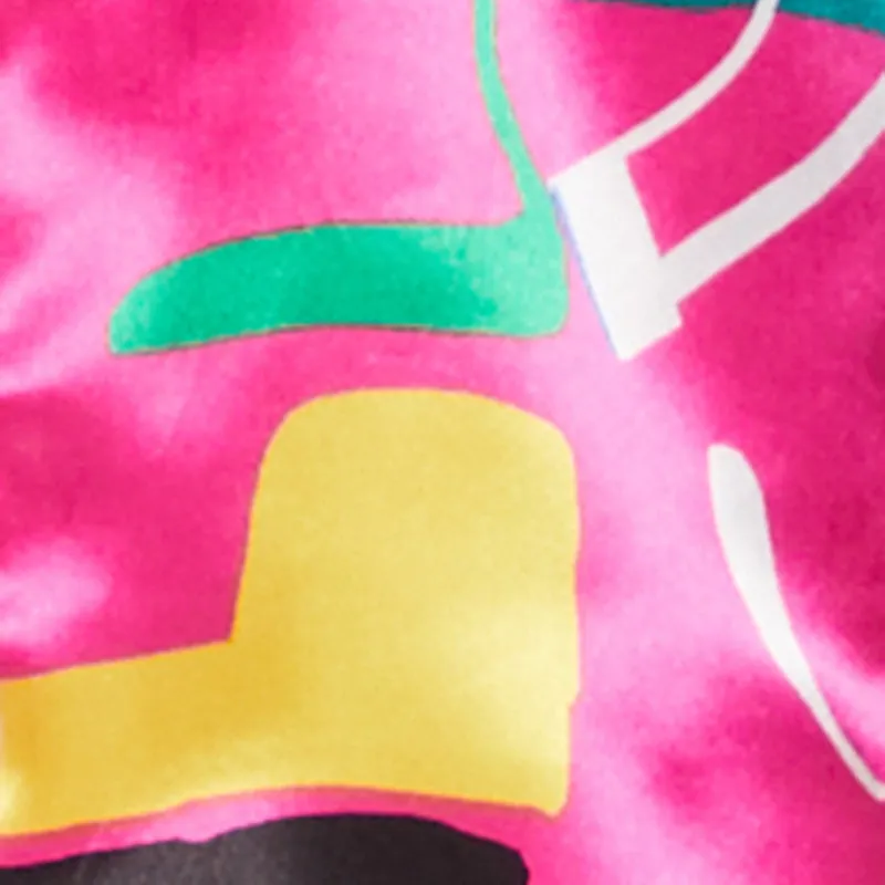 Satin Geometric Print High Waisted Shorts sold by Rainbow product image thumbnail 4