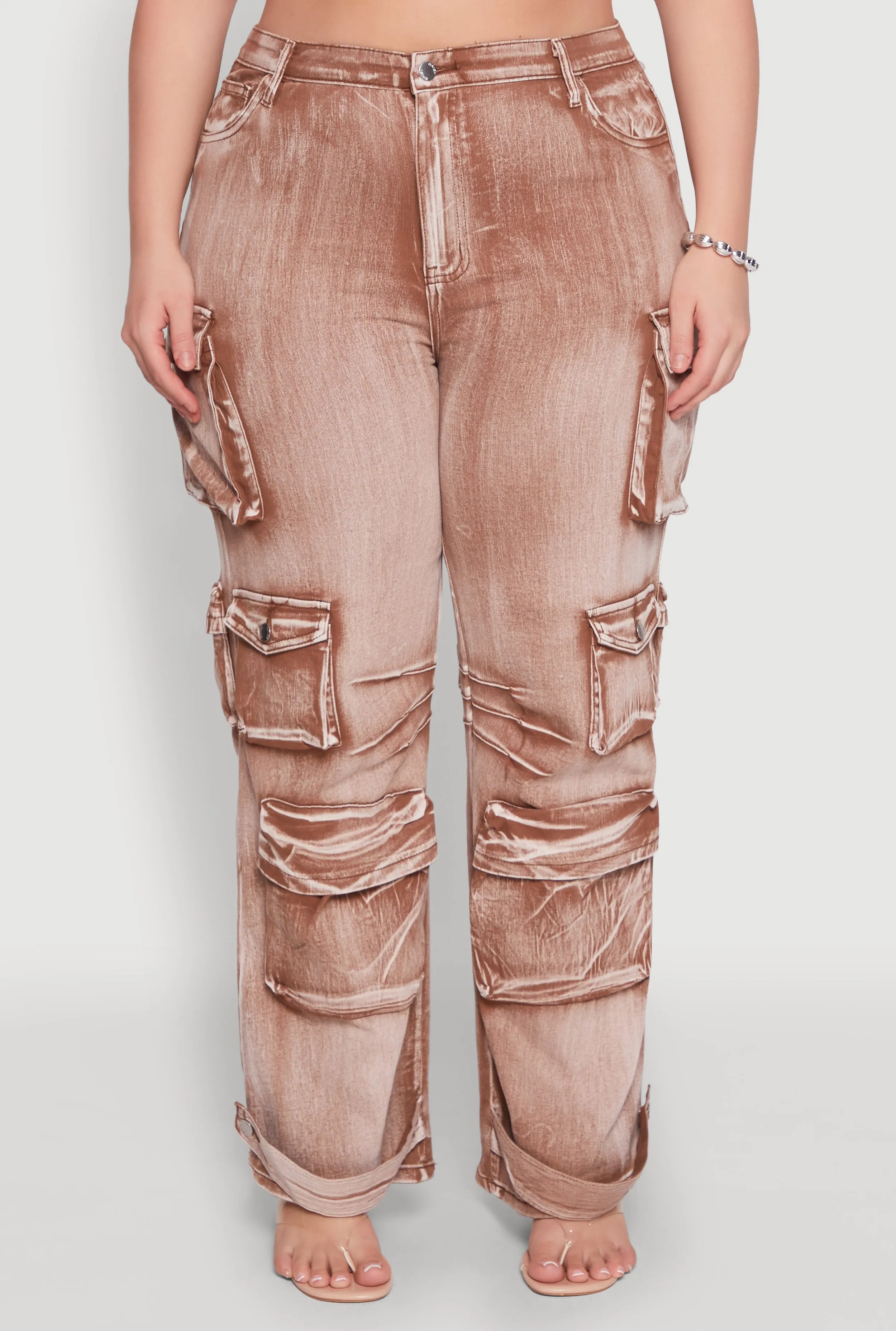 Plus Size Daisy High Waisted Straight Leg Denim Jeans with Cargo Pockets sold by Rainbow product image thumbnail 5