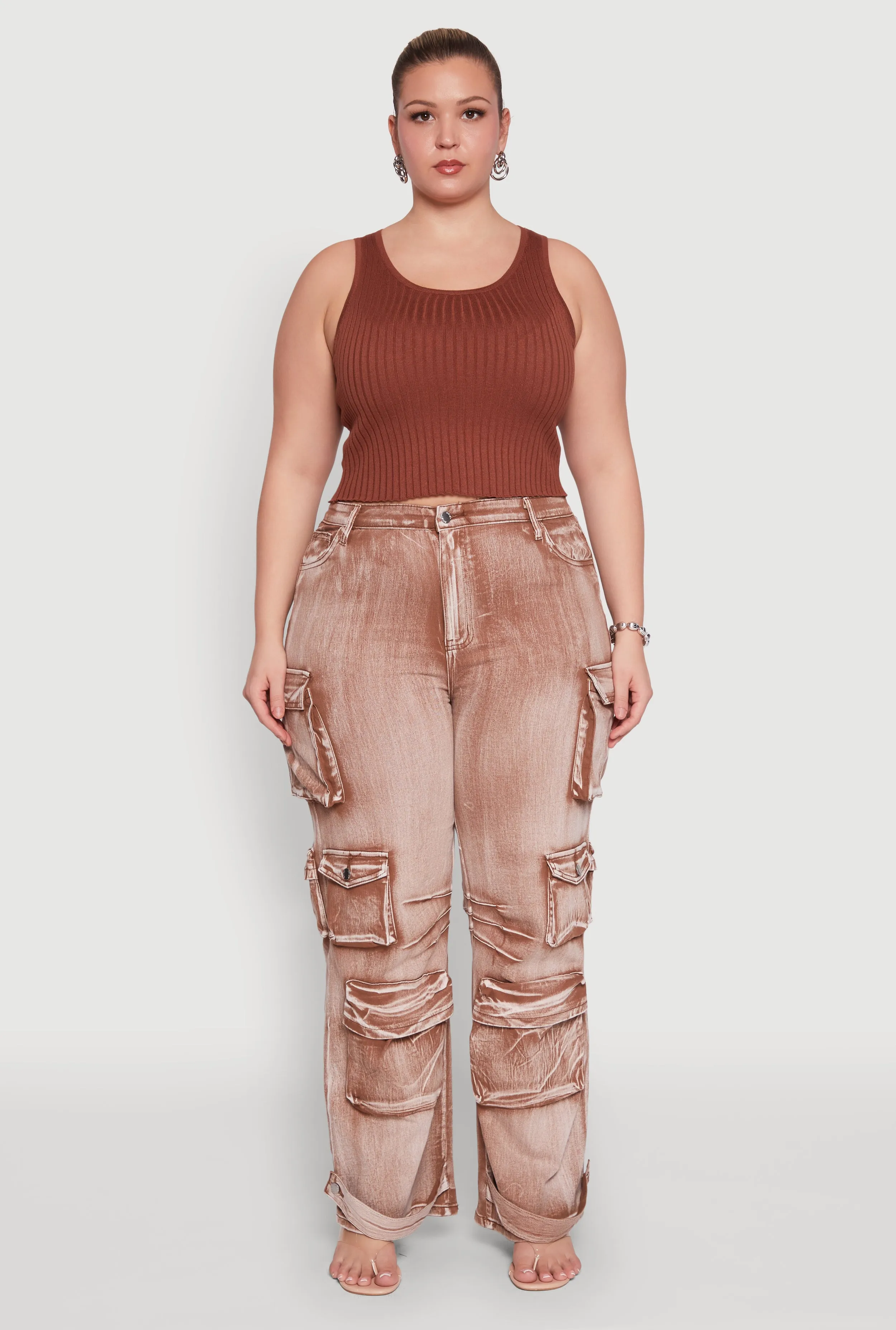 Plus Size Daisy High Waisted Straight Leg Denim Jeans with Cargo Pockets sold by Rainbow product image thumbnail 2