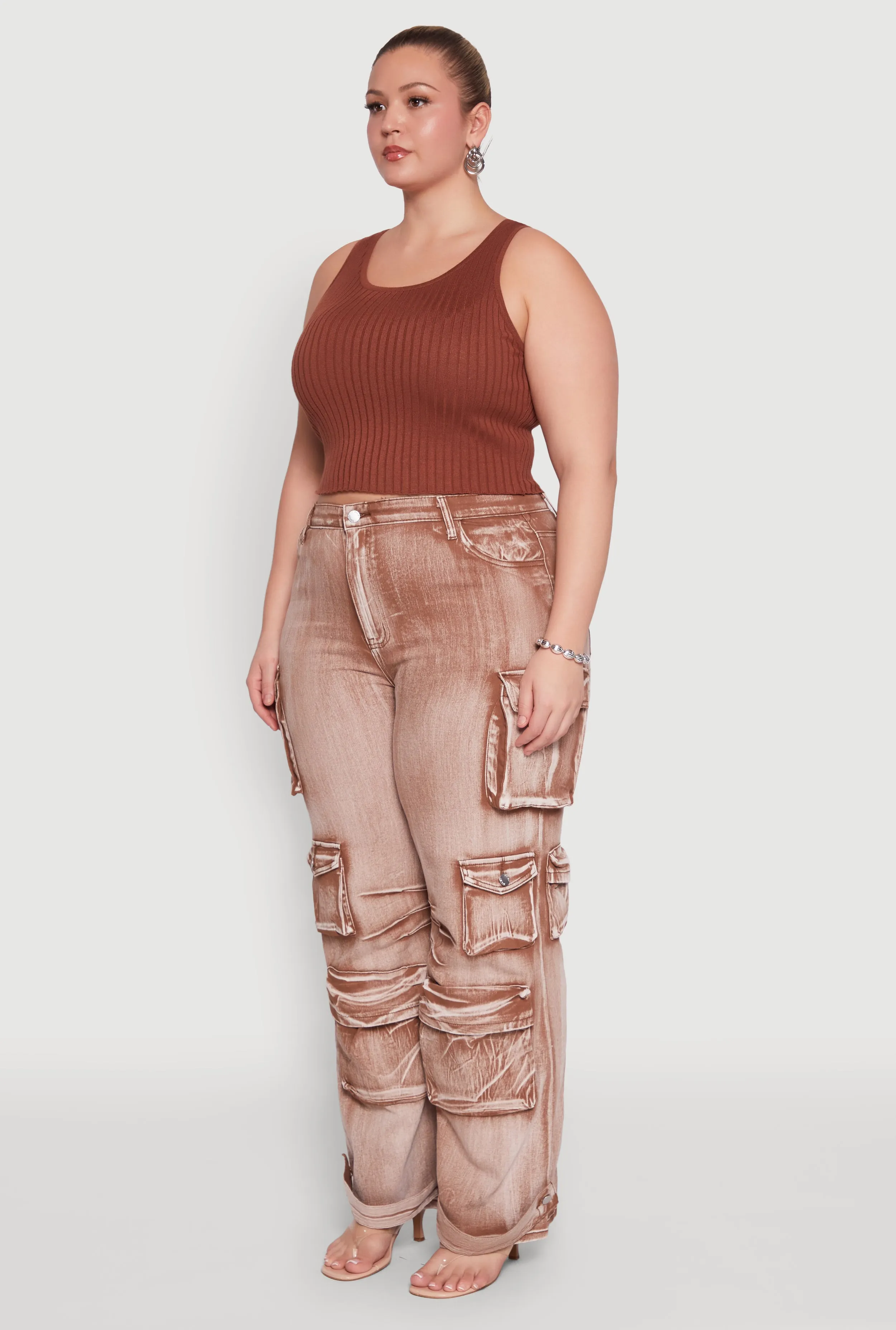 Plus Size Daisy High Waisted Straight Leg Denim Jeans with Cargo Pockets sold by Rainbow product image thumbnail 3