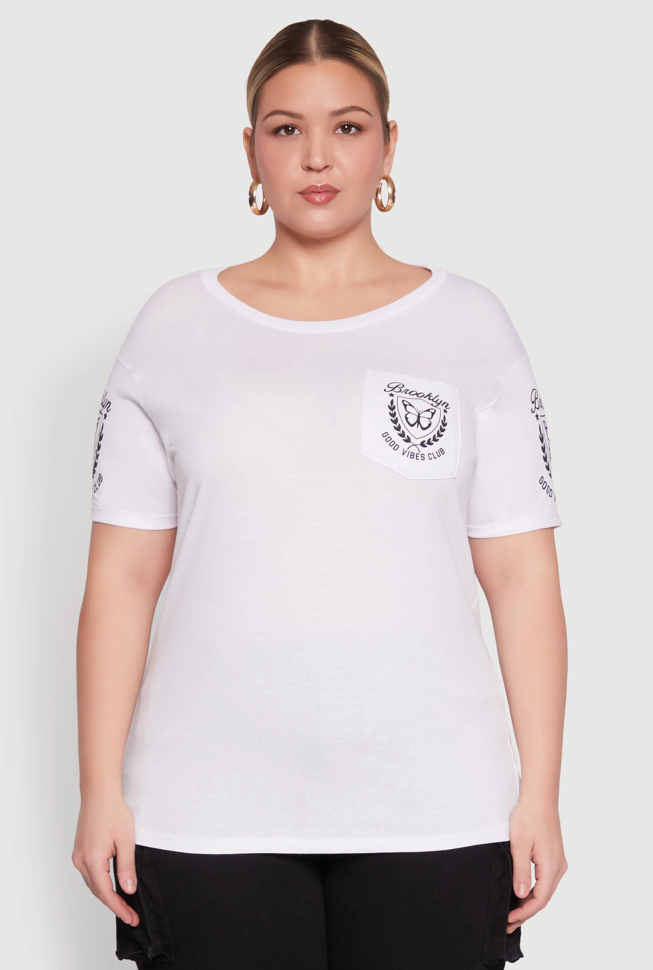 Plus Size Brooklyn Butterfly Good Vibes Club Graphic Tee sold by Rainbow product image thumbnail 2