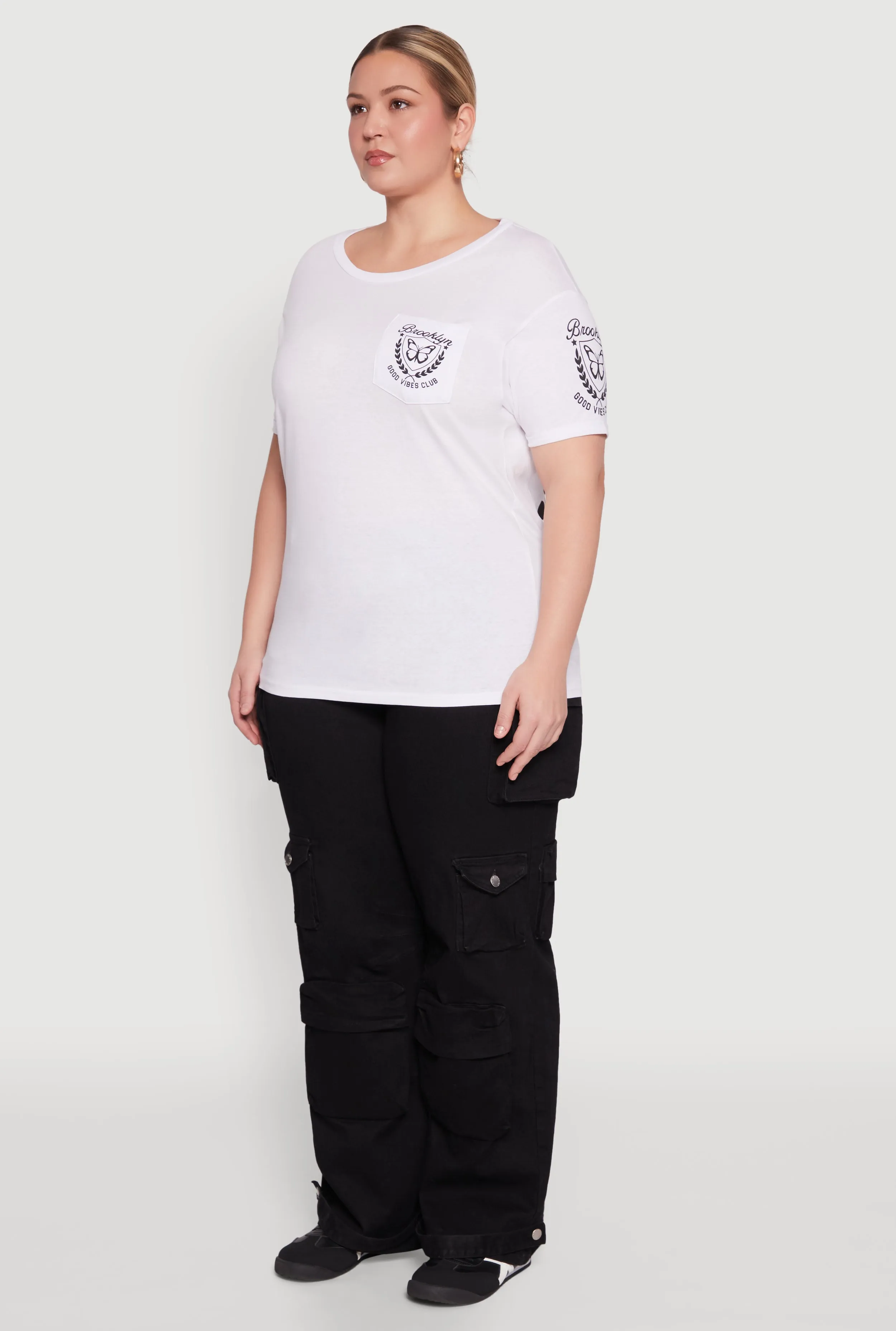 Plus Size Brooklyn Butterfly Good Vibes Club Graphic Tee sold by Rainbow product image thumbnail 5