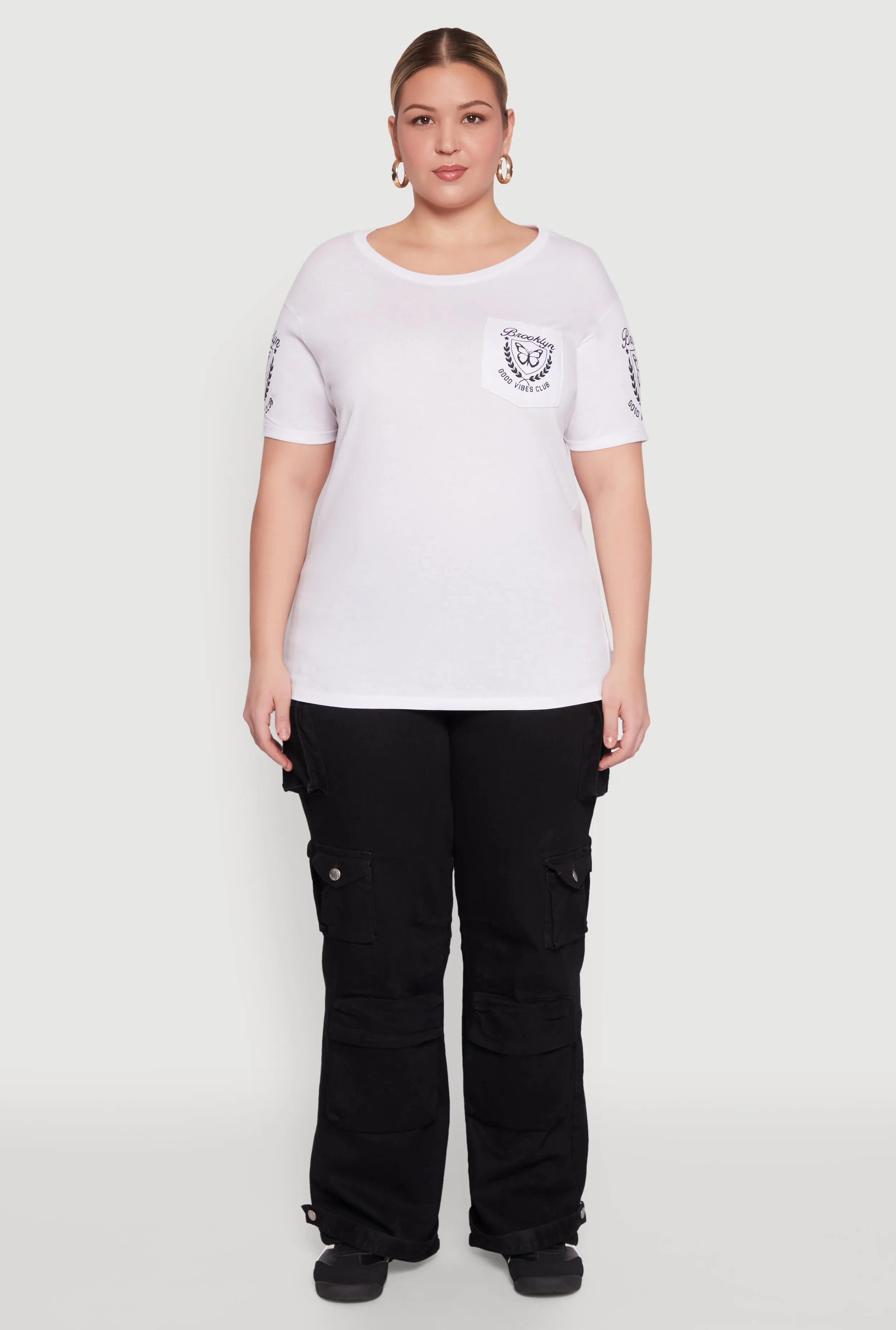 Plus Size Brooklyn Butterfly Good Vibes Club Graphic Tee sold by Rainbow product image thumbnail 3