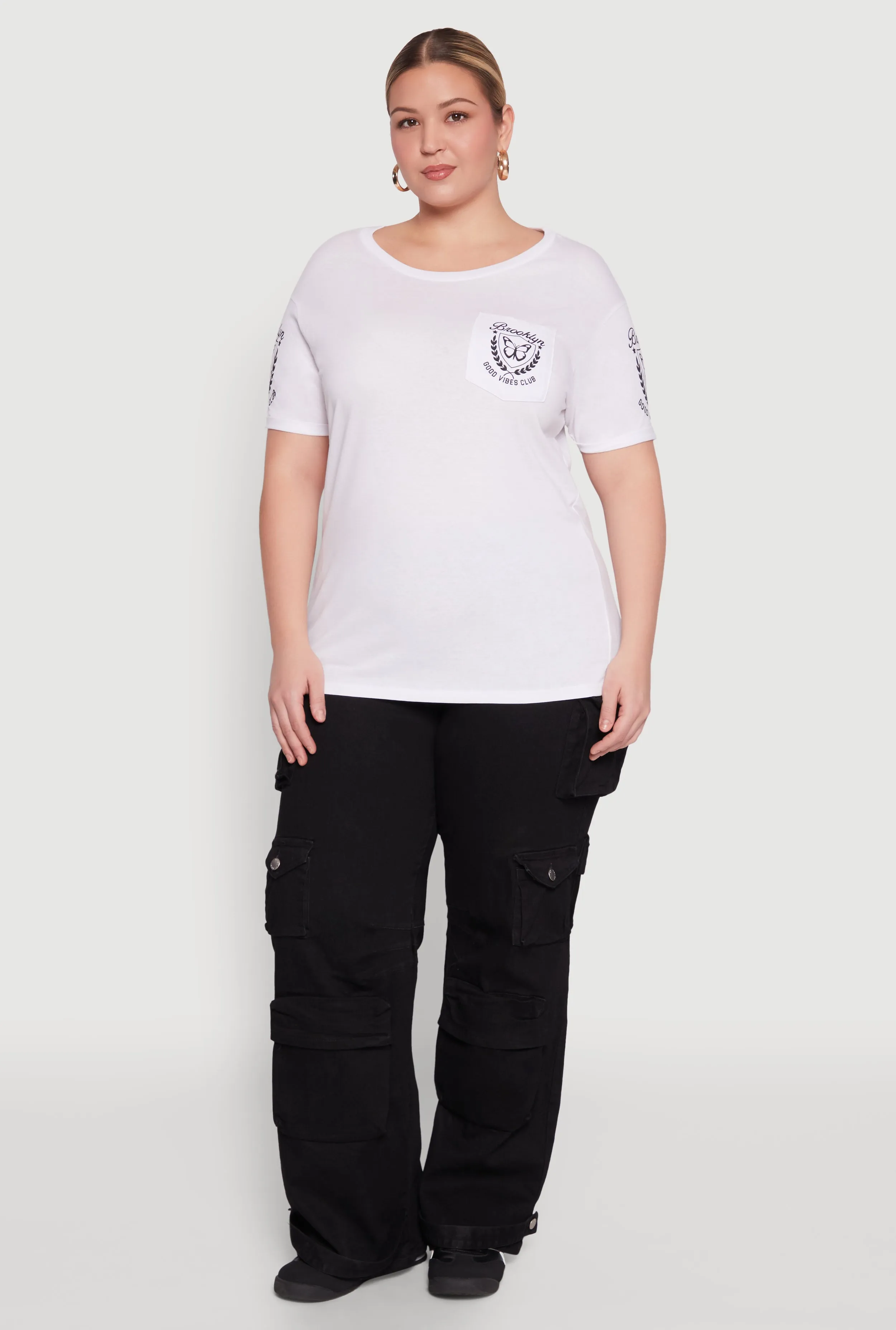 Plus Size Brooklyn Butterfly Good Vibes Club Graphic Tee sold by Rainbow