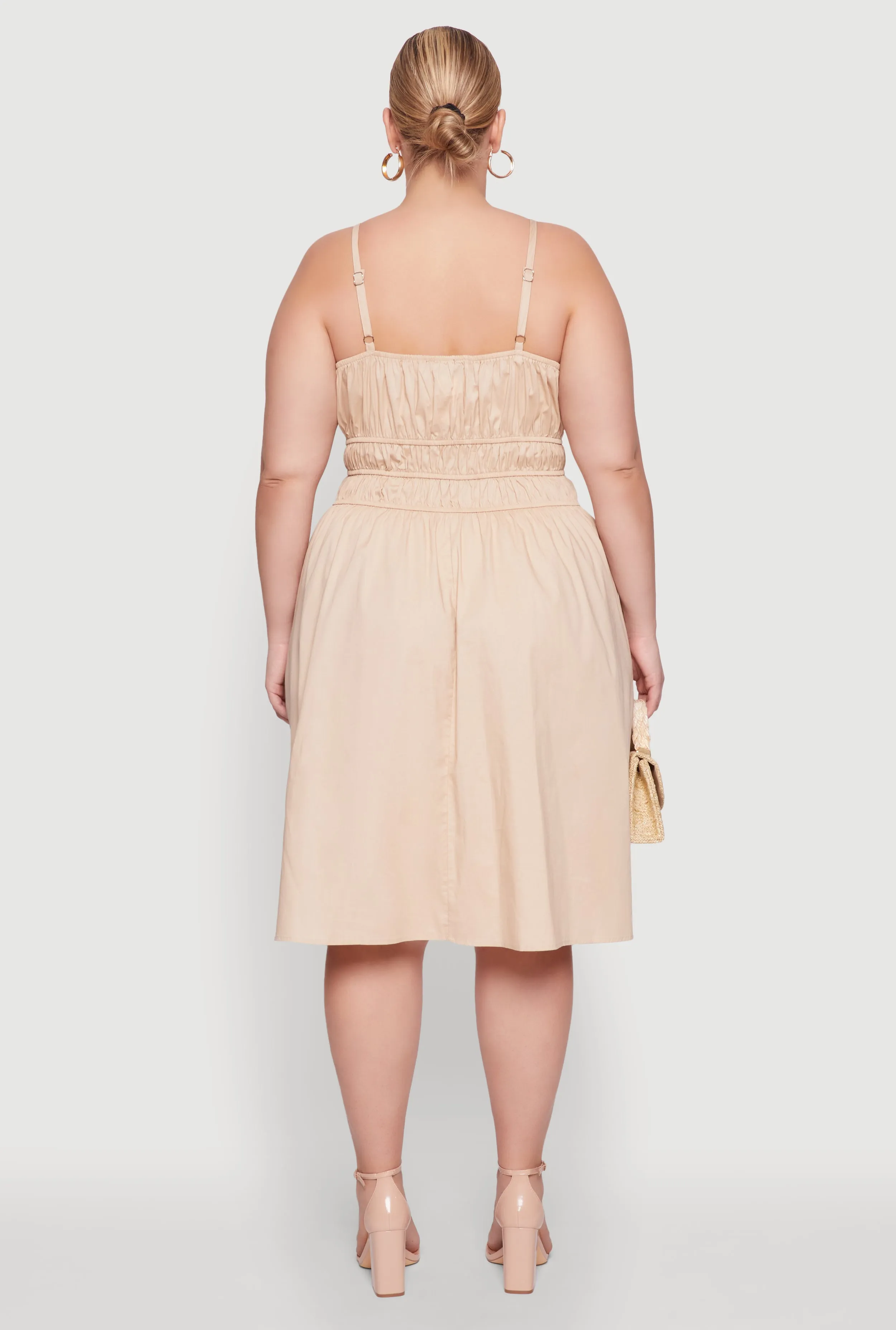 Plus Size Smocked Waist Poplin Midi Dress sold by Rainbow product image thumbnail 5