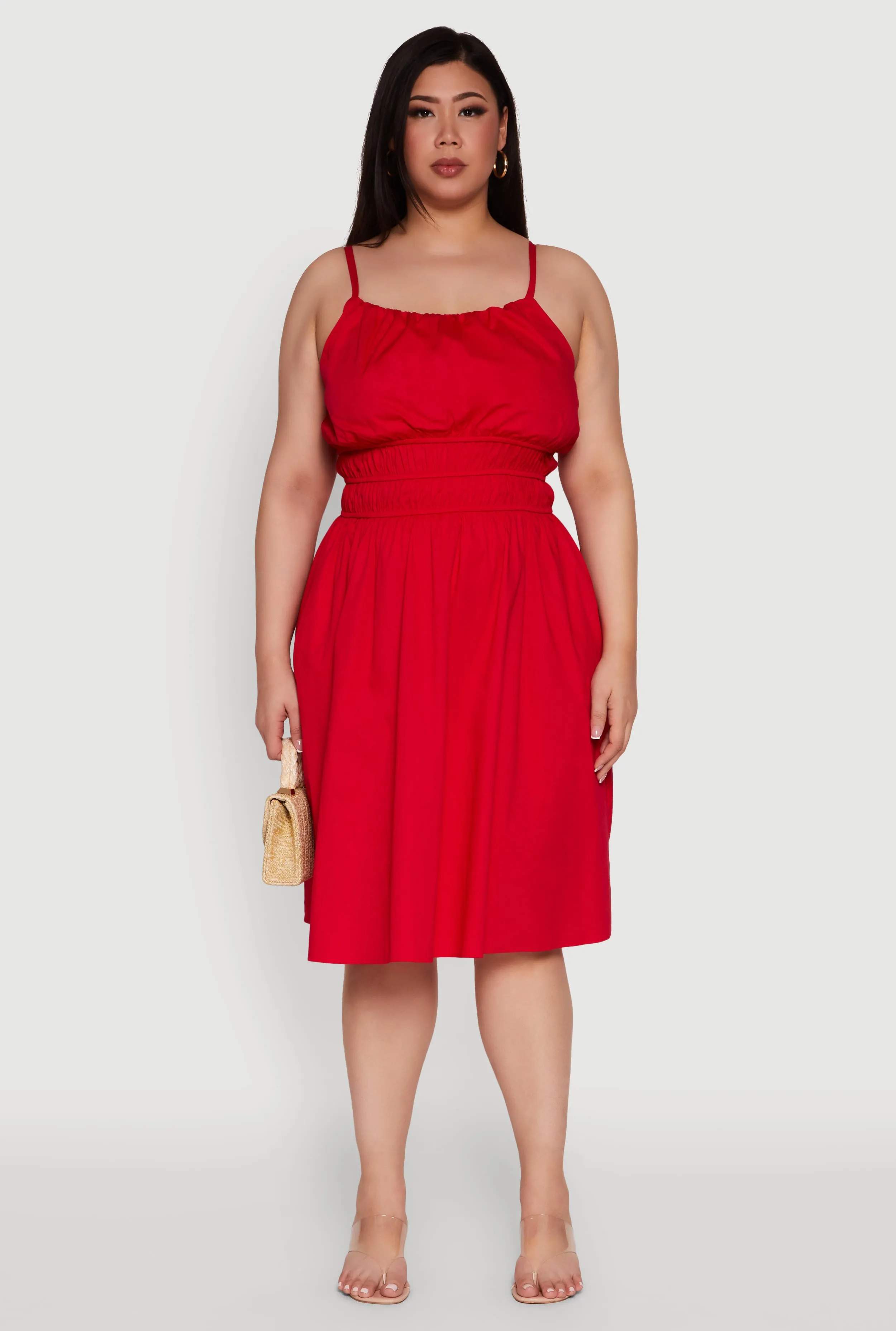 Plus Size Smocked Waist Poplin Midi Dress sold by Rainbow product image thumbnail 2