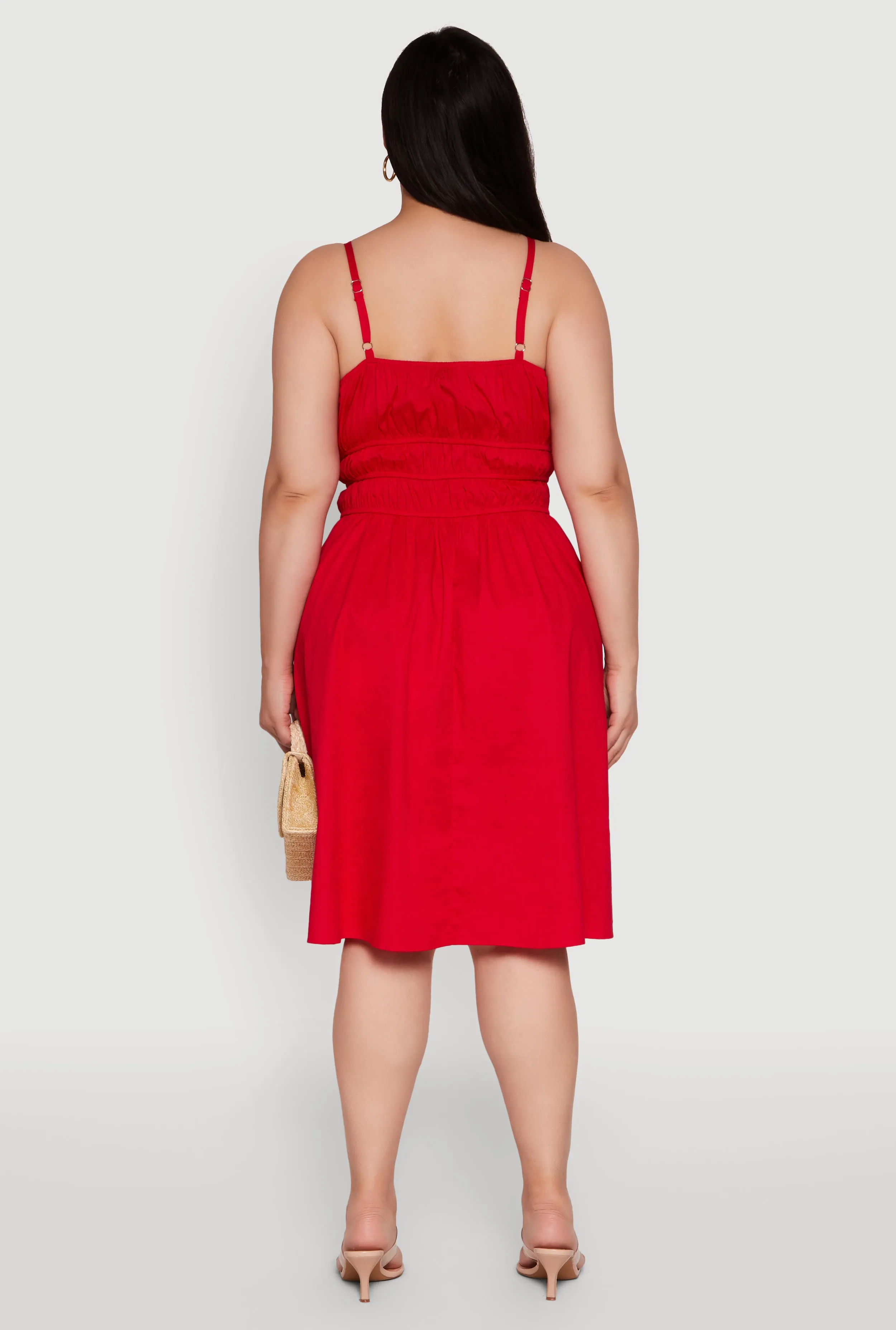 Plus Size Smocked Waist Poplin Midi Dress sold by Rainbow product image thumbnail 5