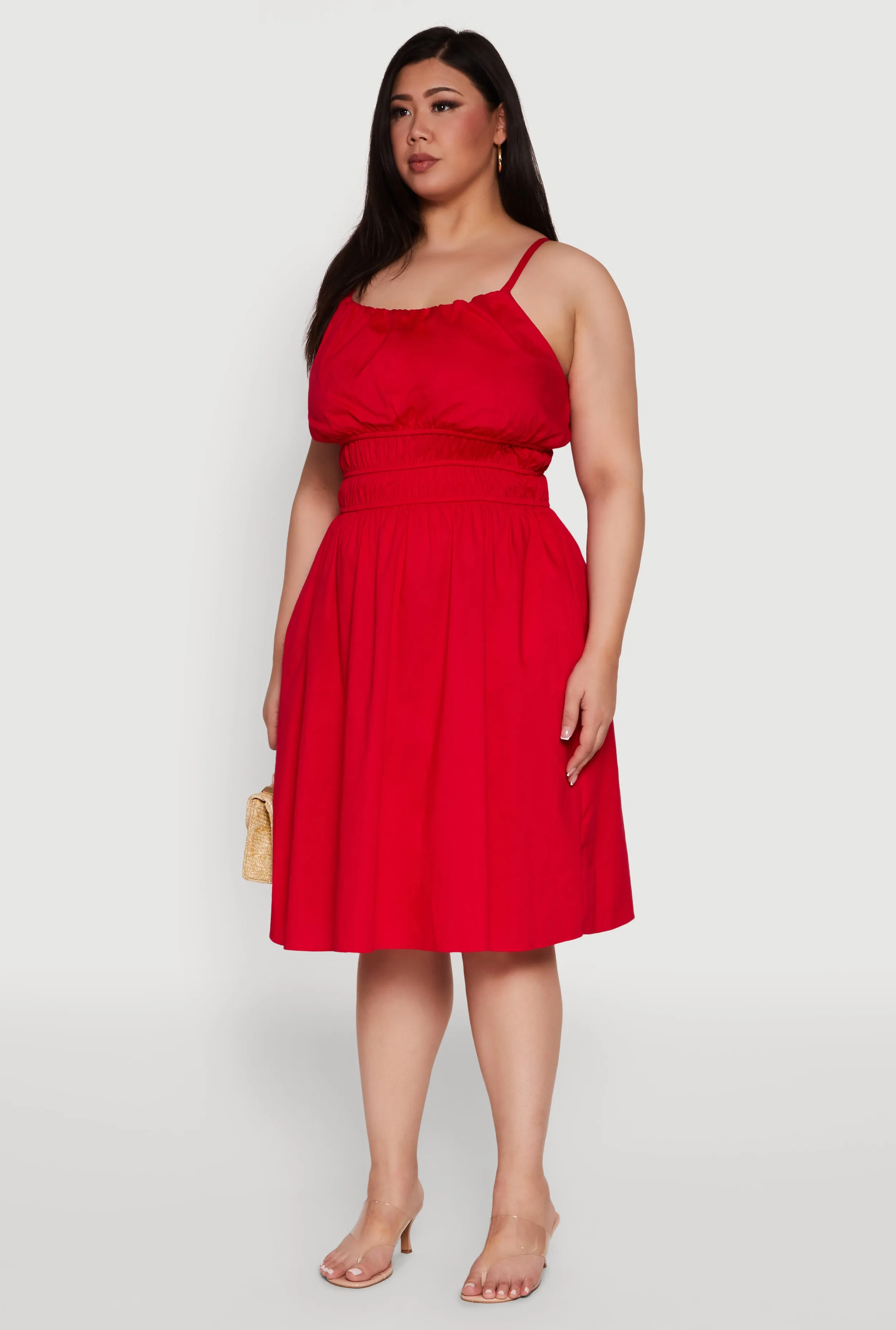 Plus Size Smocked Waist Poplin Midi Dress sold by Rainbow product image thumbnail 3