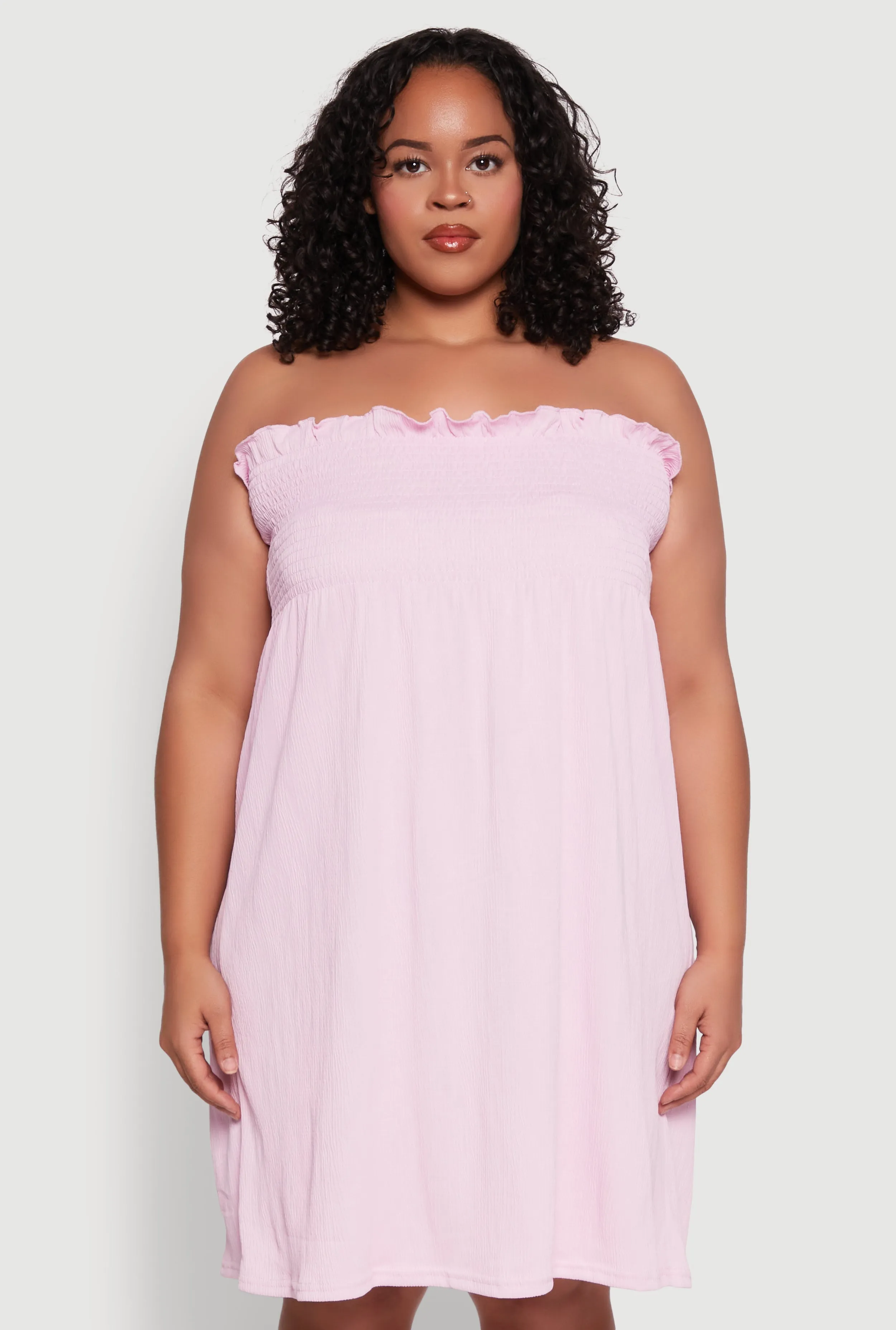 Plus Size Smocked Strapless Sleeveless Lingerie Pajama Nightgown sold by Rainbow