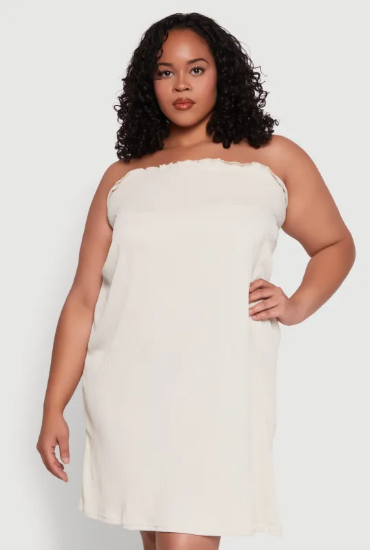 Plus Size Smocked Strapless Sleeveless Lingerie Pajama Nightgown sold by Rainbow