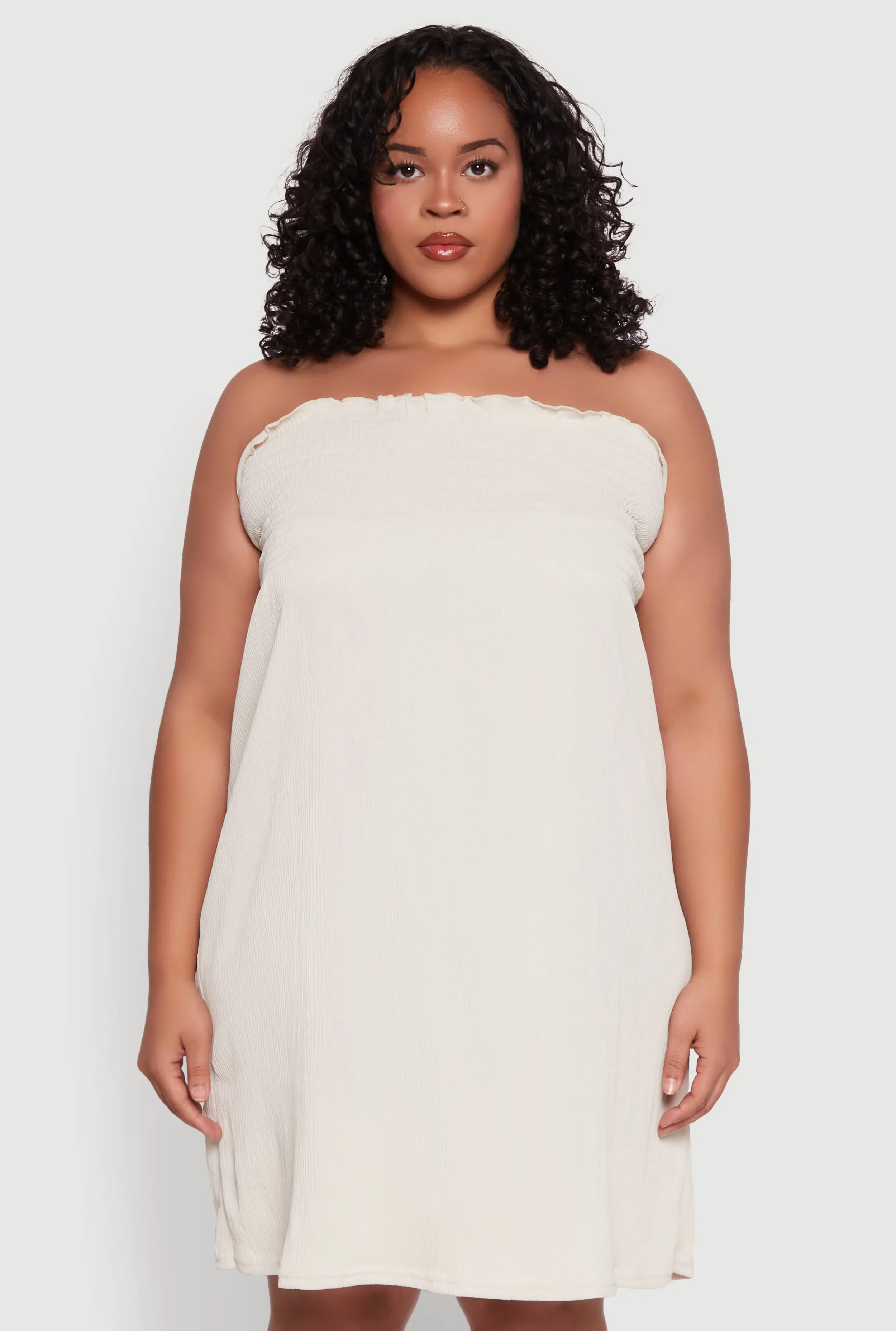 Plus Size Smocked Strapless Sleeveless Lingerie Pajama Nightgown sold by Rainbow product image thumbnail 2