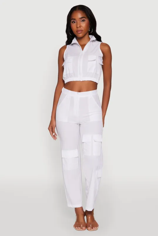 High Waisted Nylon Cargo Pants sold by Rainbow