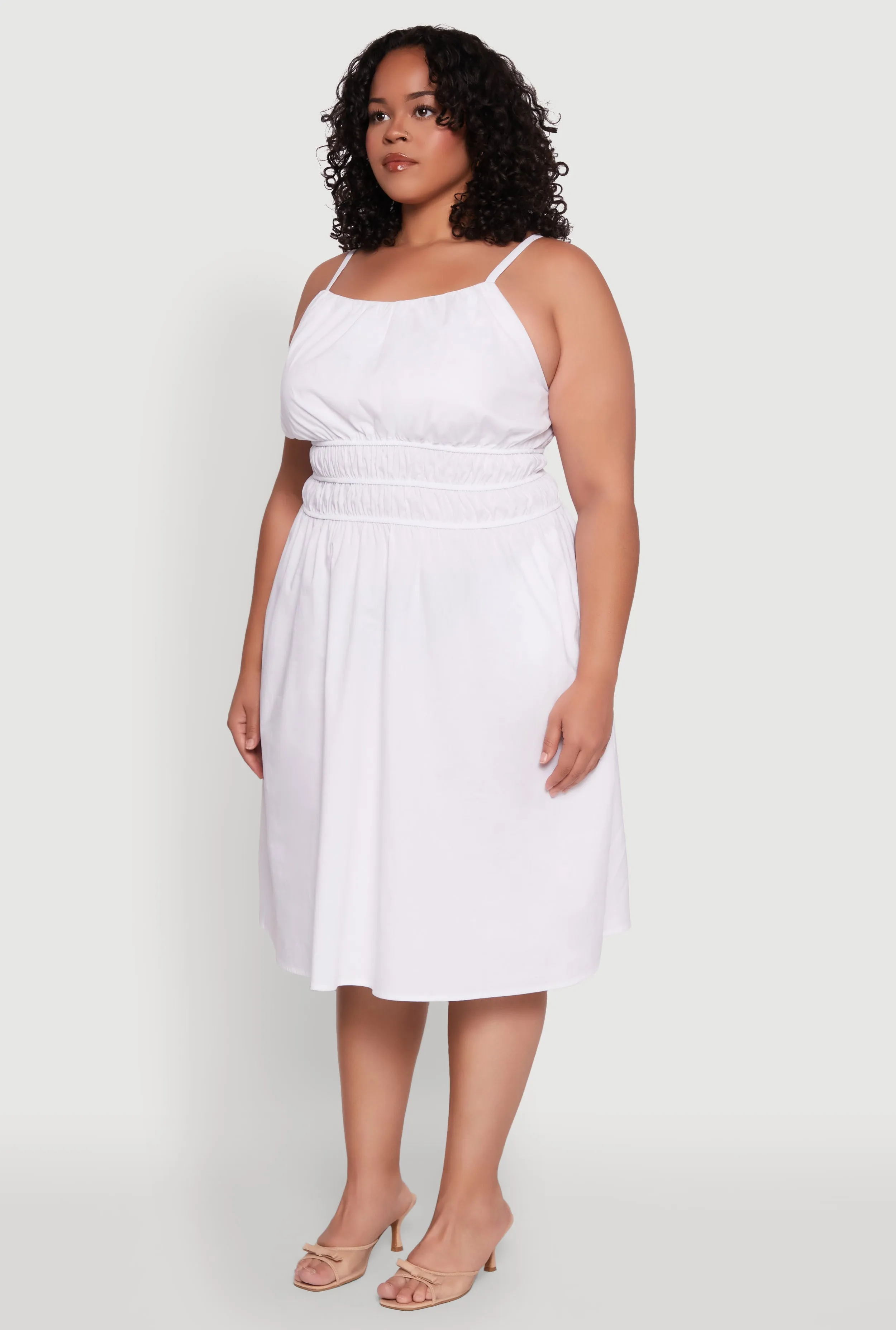 Plus Size Smocked Waist Poplin Midi Dress sold by Rainbow product image thumbnail 3