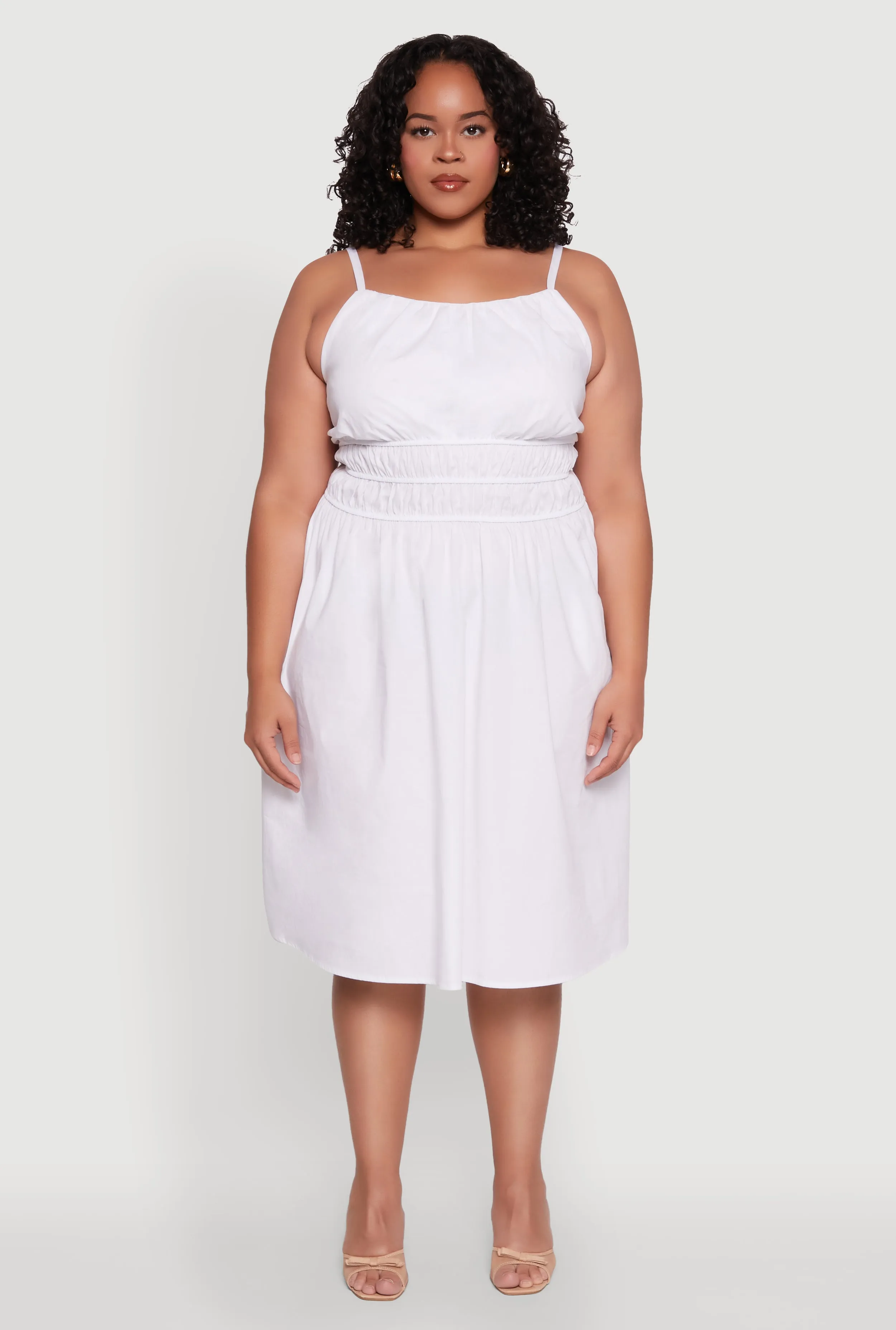 Plus Size Smocked Waist Poplin Midi Dress sold by Rainbow product image thumbnail 2