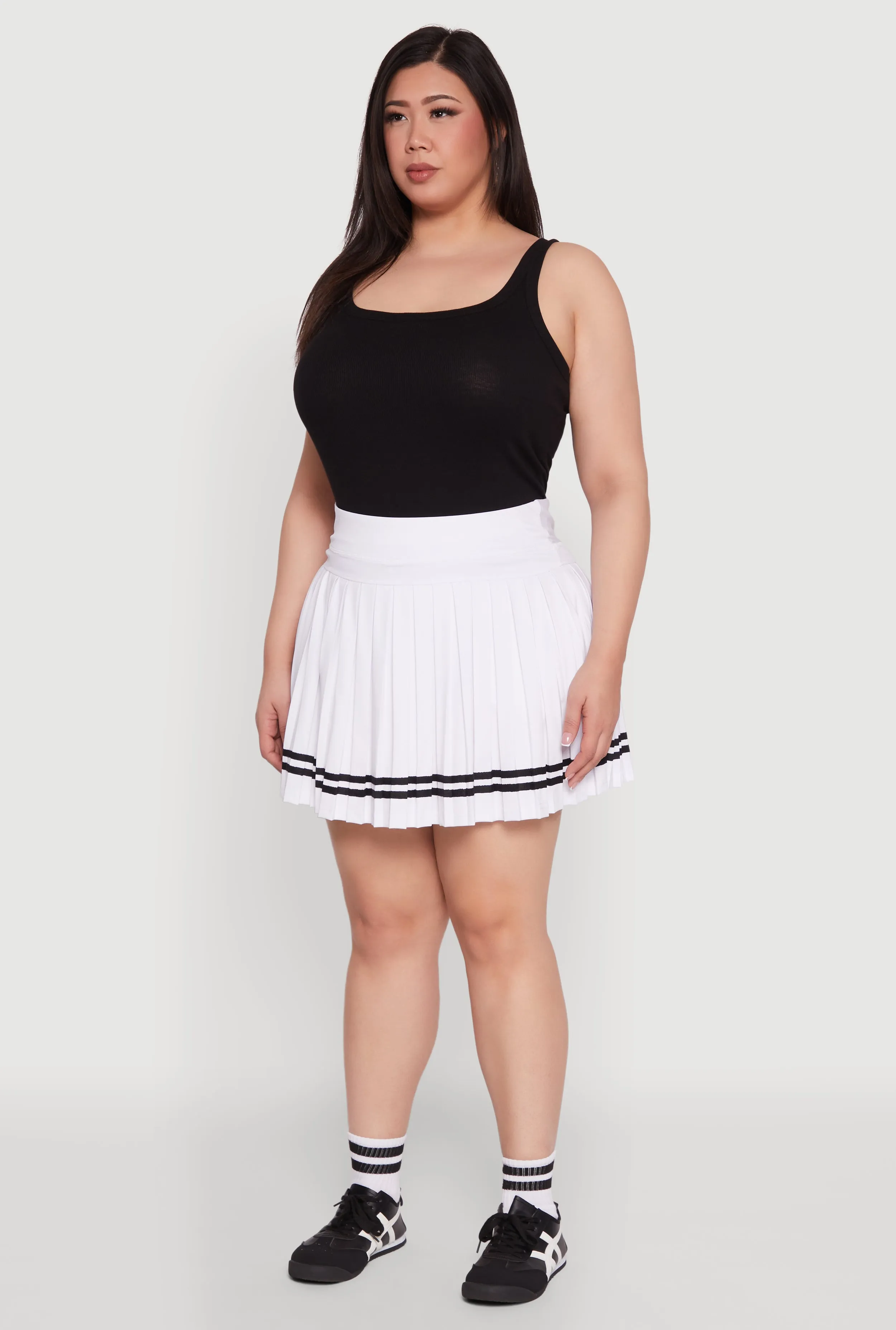 Plus Size Varsity Stripe Pleated Tennis Skirt sold by Rainbow product image thumbnail 3