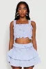Iris Gingham Square Neck Crop Top with Bows and Ruffles sold by Rainbow
