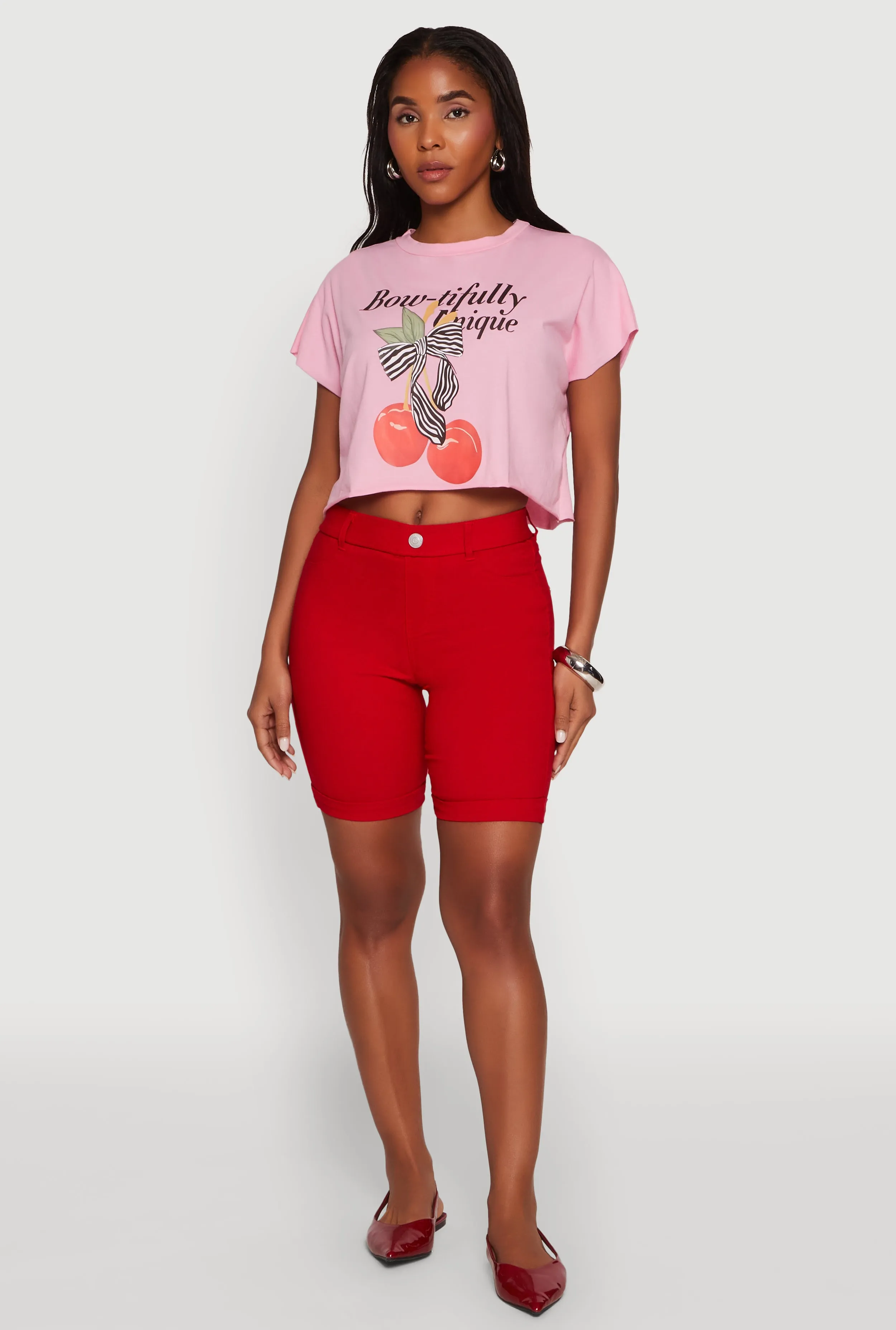 Bowtifully Unique Boxy Cropped Graphic Tee sold by Rainbow product image thumbnail 3