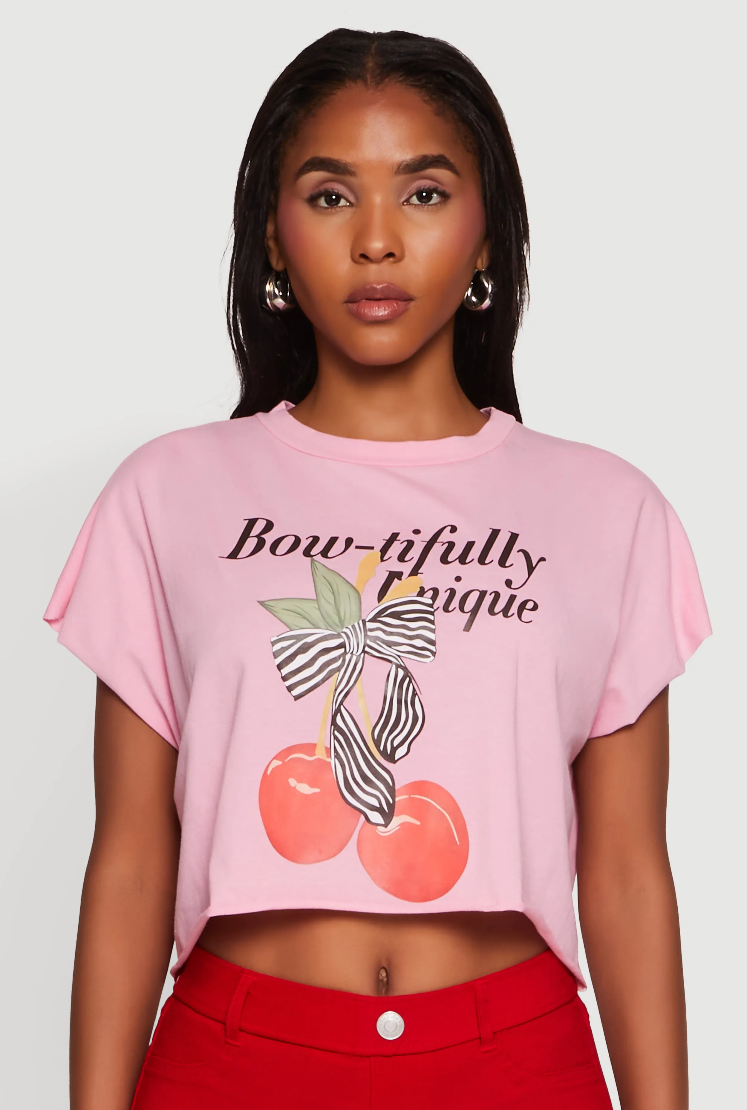 Bowtifully Unique Boxy Cropped Graphic Tee sold by Rainbow product image thumbnail 2