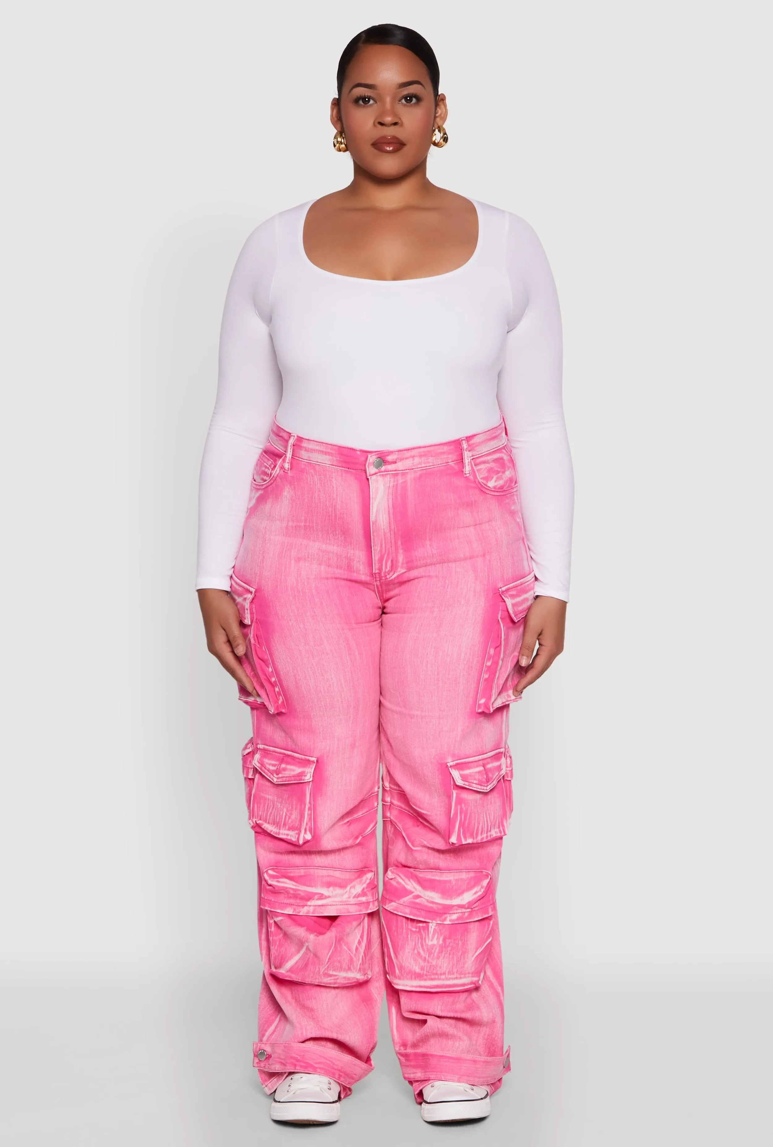 Plus Size Daisy High Waisted Straight Leg Denim Jeans with Cargo Pockets sold by Rainbow product image thumbnail 2
