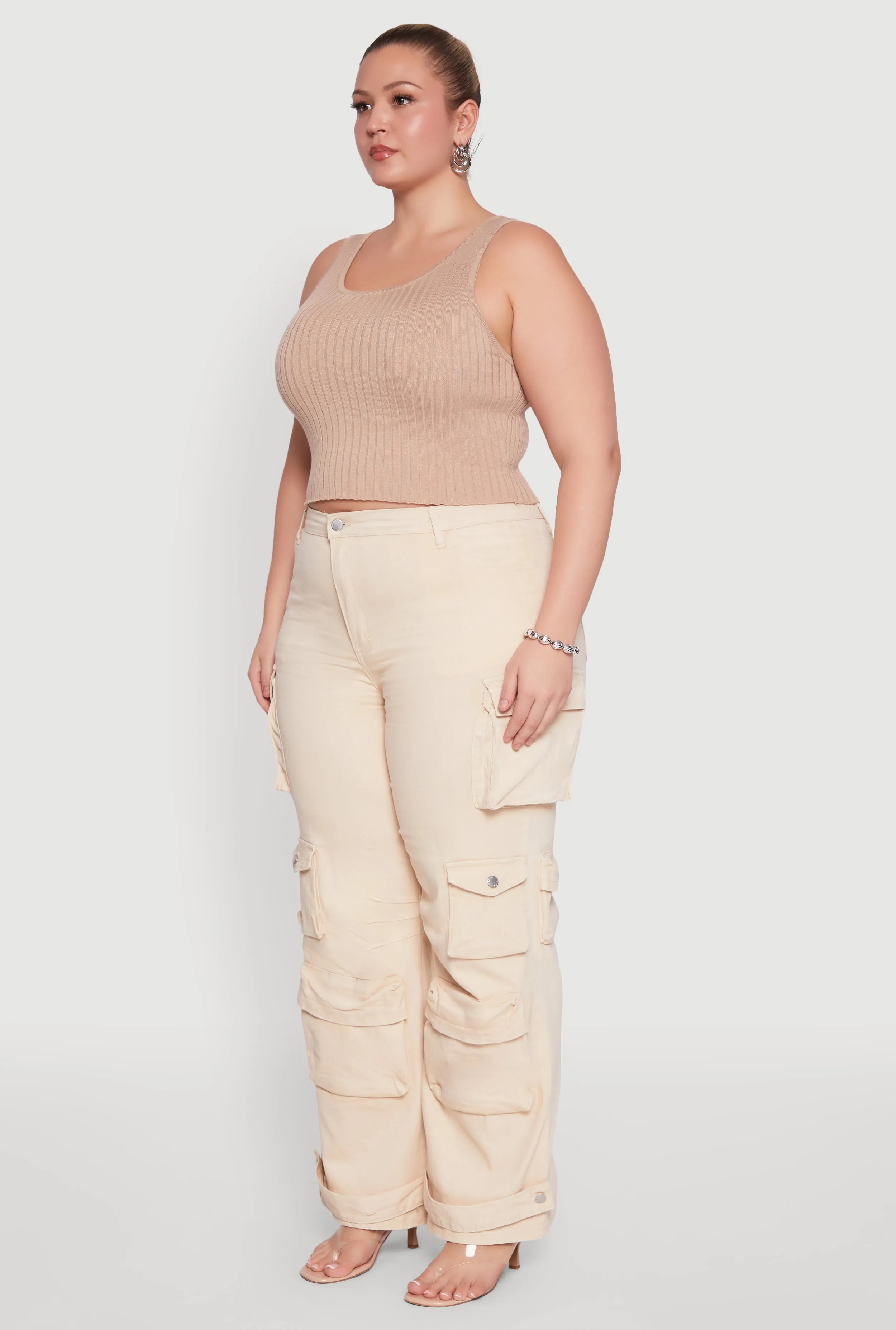 Plus Size Daisy High Waisted Straight Leg Denim Jeans with Cargo Pockets sold by Rainbow product image thumbnail 3