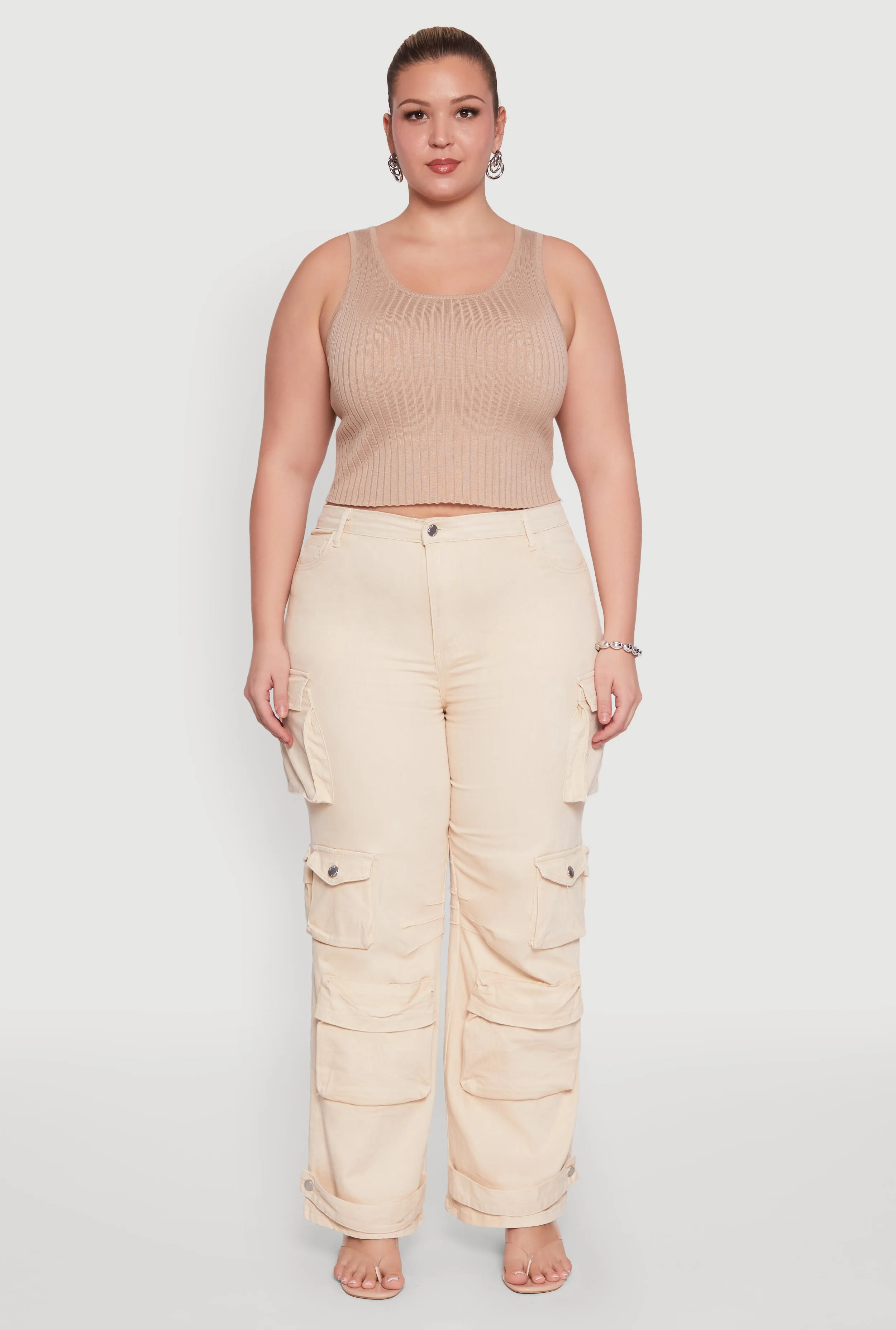 Plus Size Daisy High Waisted Straight Leg Denim Jeans with Cargo Pockets sold by Rainbow product image thumbnail 2