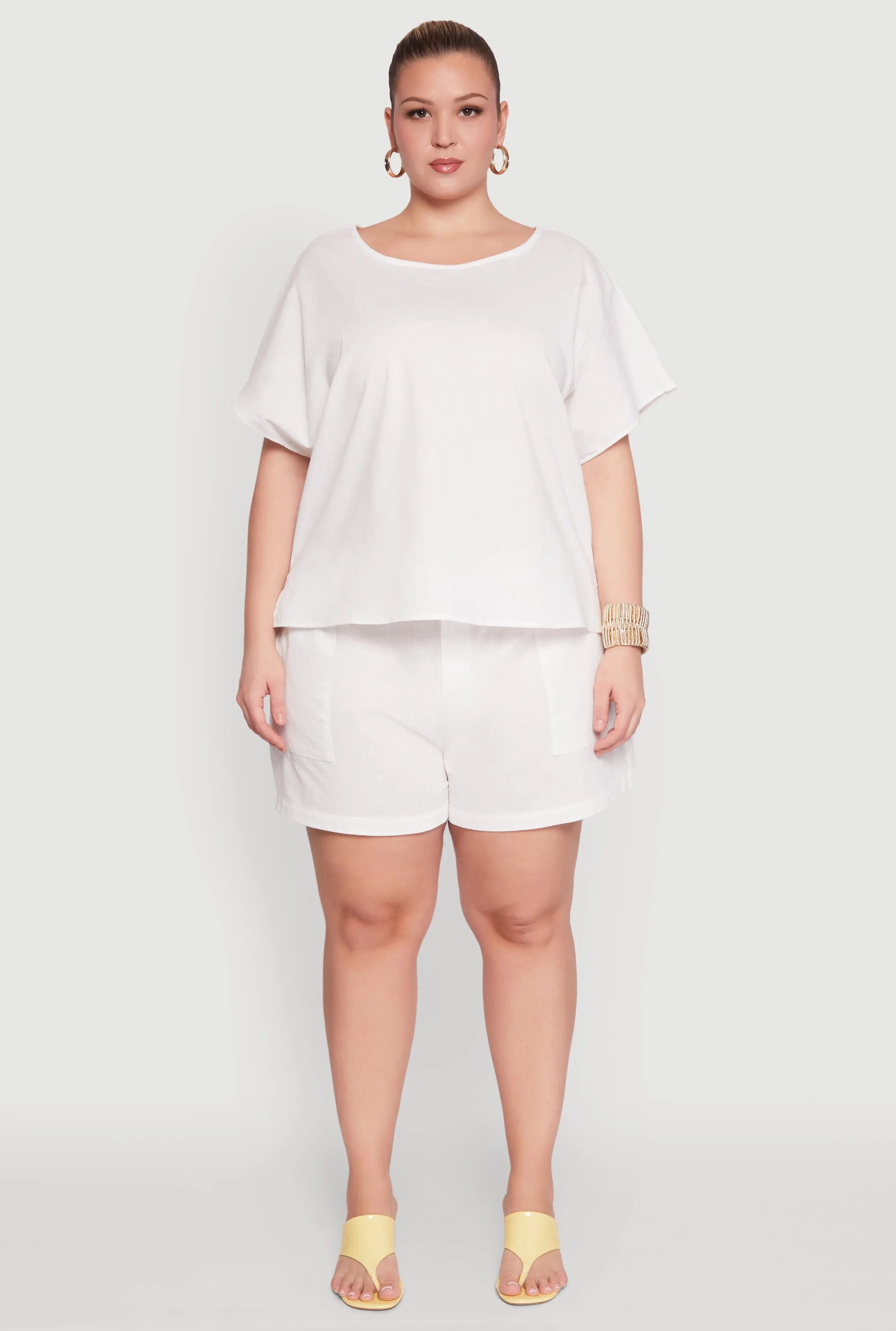 Plus Size Button Back Keyhole Short Sleeve Top sold by Rainbow product image thumbnail 2