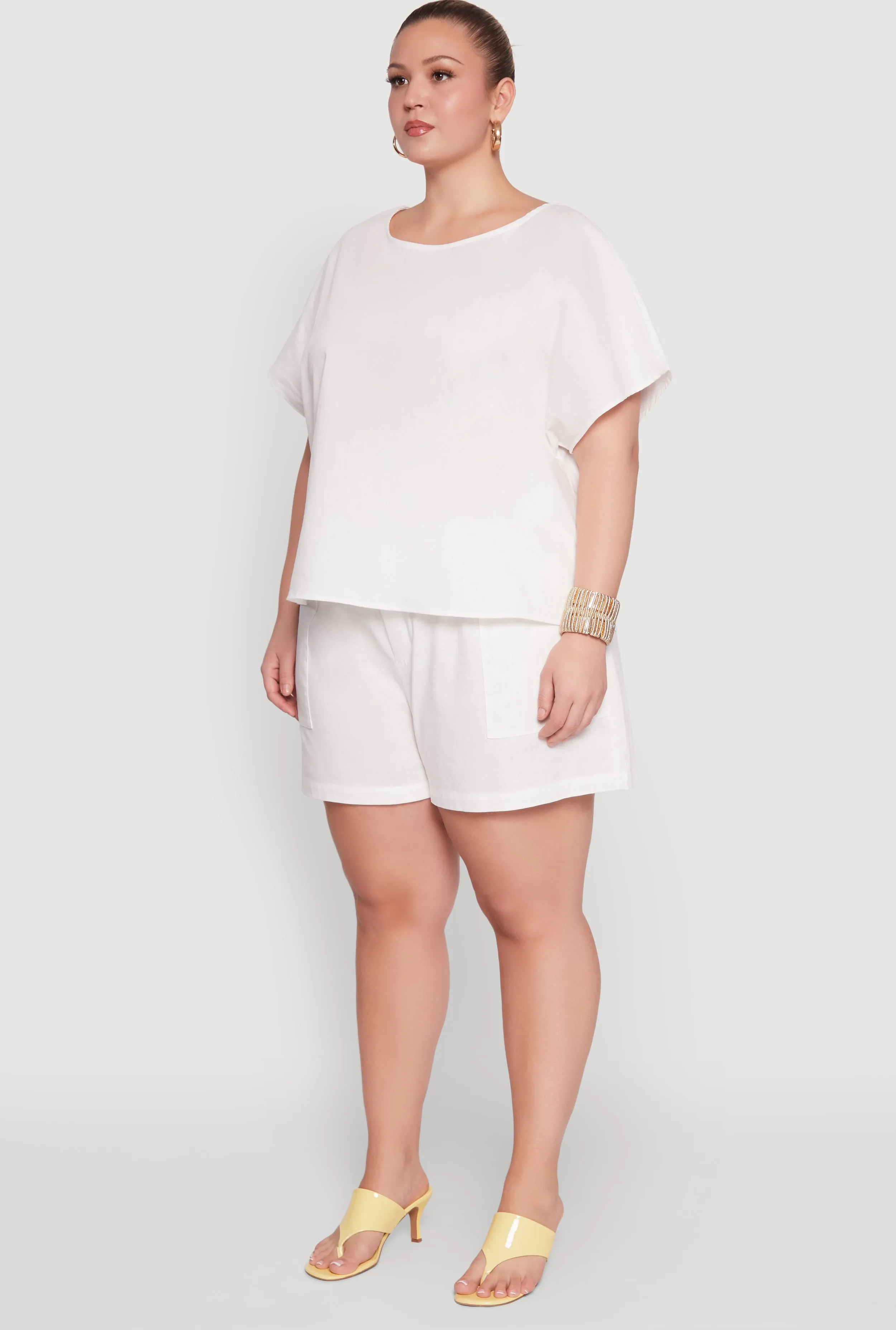 Plus Size Button Back Keyhole Short Sleeve Top sold by Rainbow product image thumbnail 5