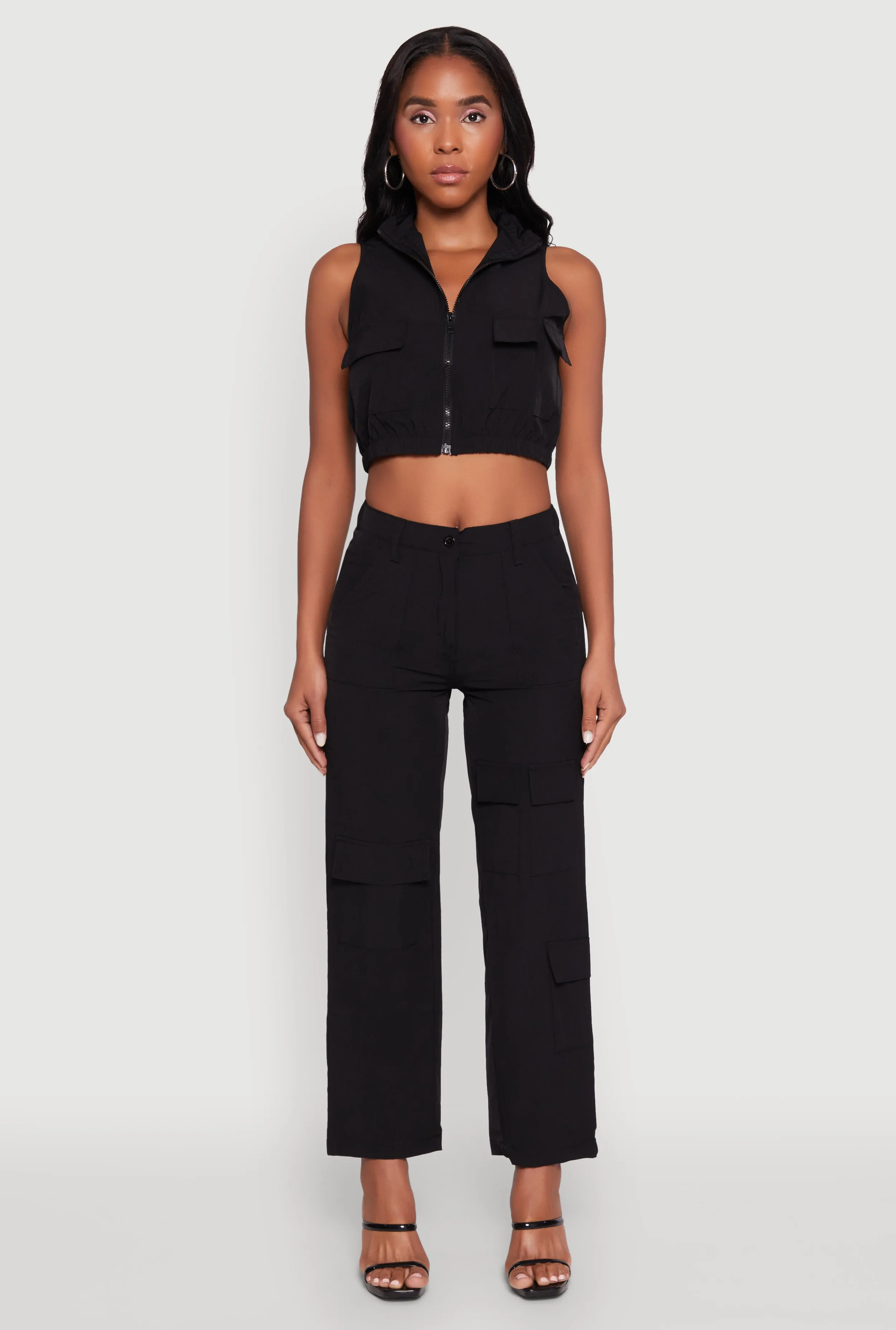 Cargo Pocket Zip Front Windbreaker Vest sold by Rainbow product image thumbnail 2