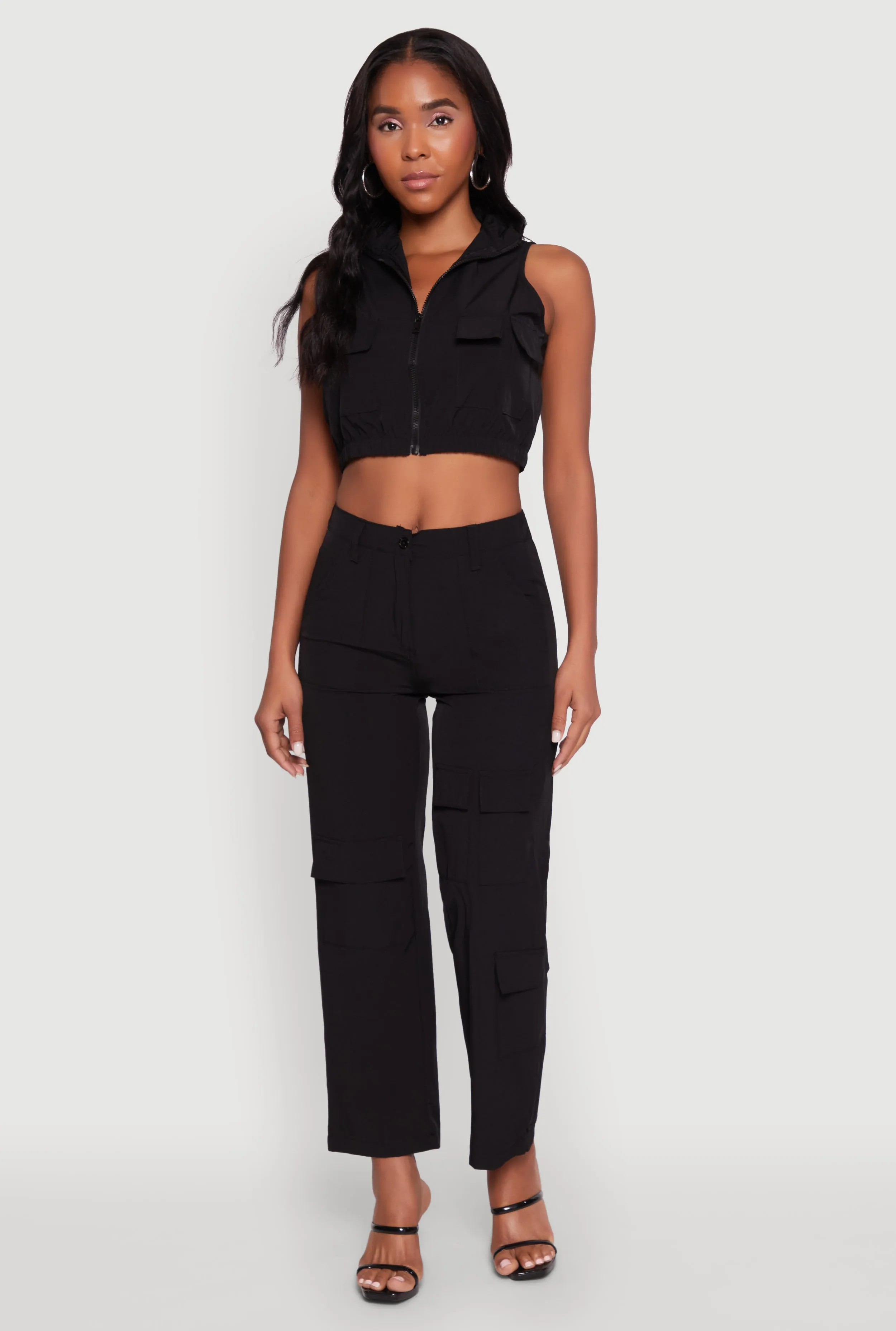 Cargo Pocket Zip Front Windbreaker Vest sold by Rainbow product image thumbnail 3